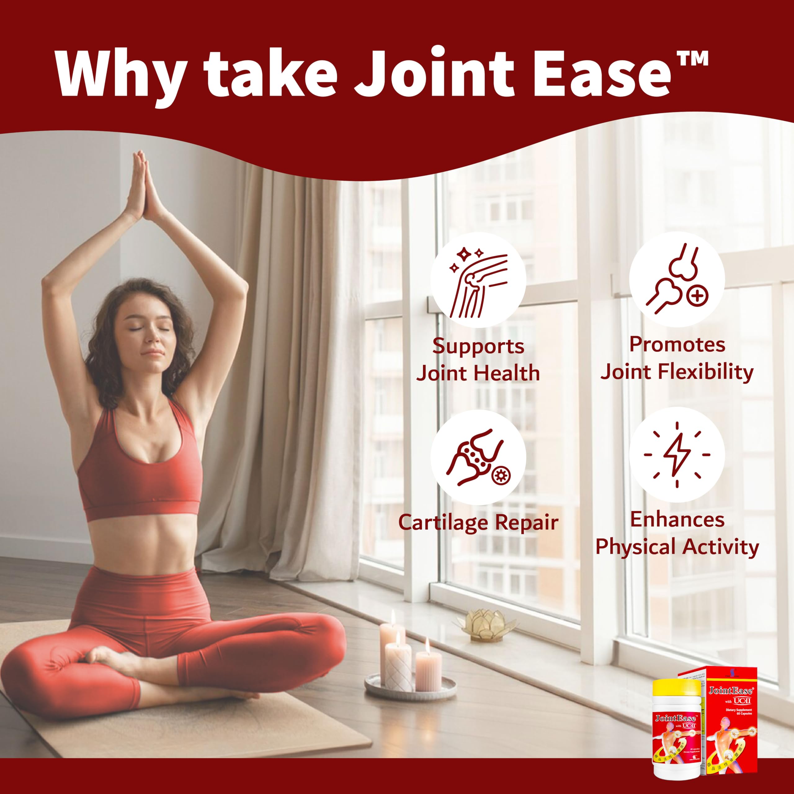 FARLONG JointEase with UC-II, Undenatured Type II Collagen, Glucosamine Hydrochloride, Chondroitin Sulfate, Joint Dietary Supplement | 60 Capsules FAR LONG buy supplements canada