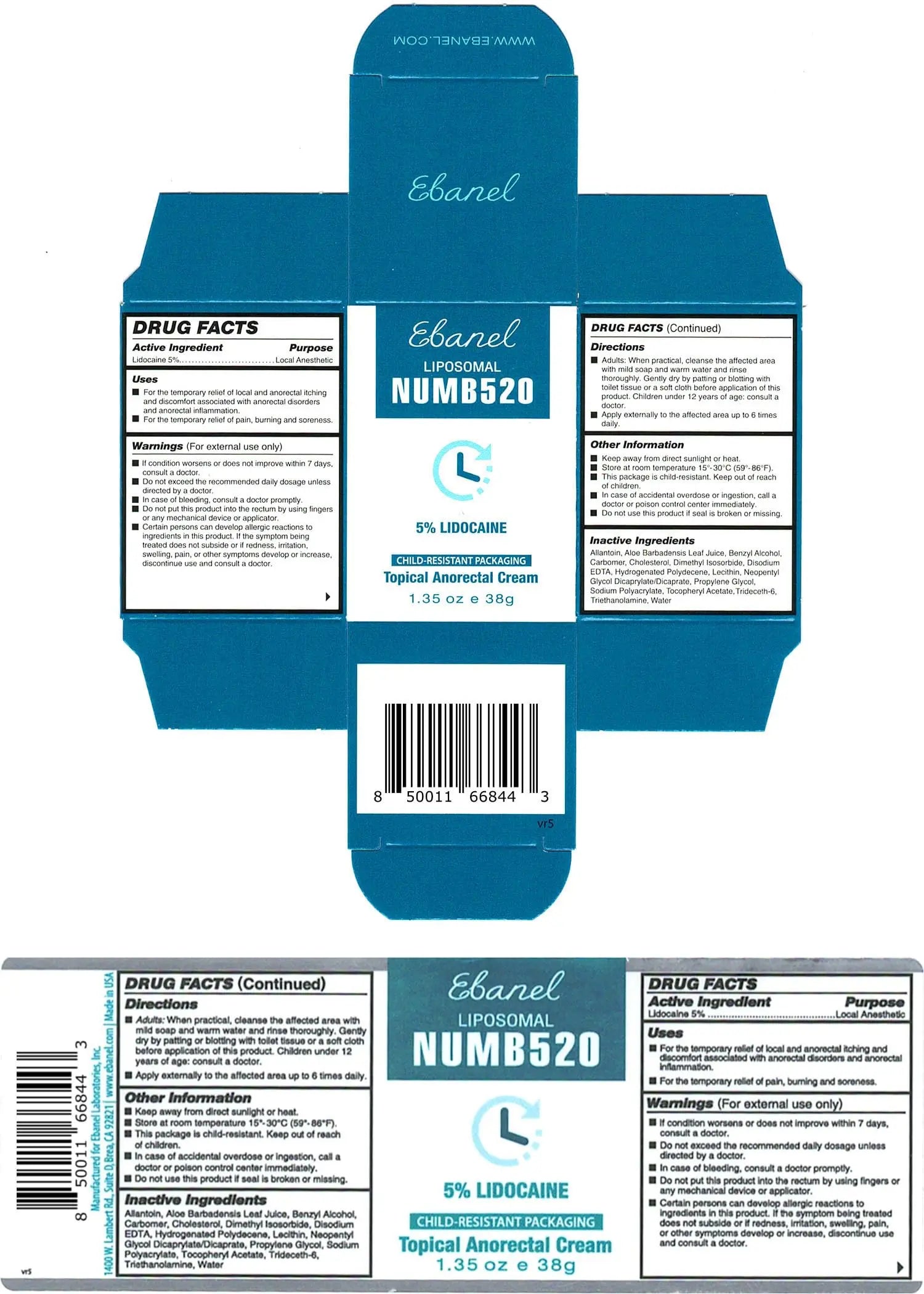 Ebanel 5% Lidocaine Numbing Cream, Pain Relief Burn Itch Numb Cream, Maximum Strength Topical Anesthetic with Allantoin, Vitamin E for Local and Anorectal Uses, Hemorrhoid Treatment, 1.35 Oz Ebanel buy supplements canada