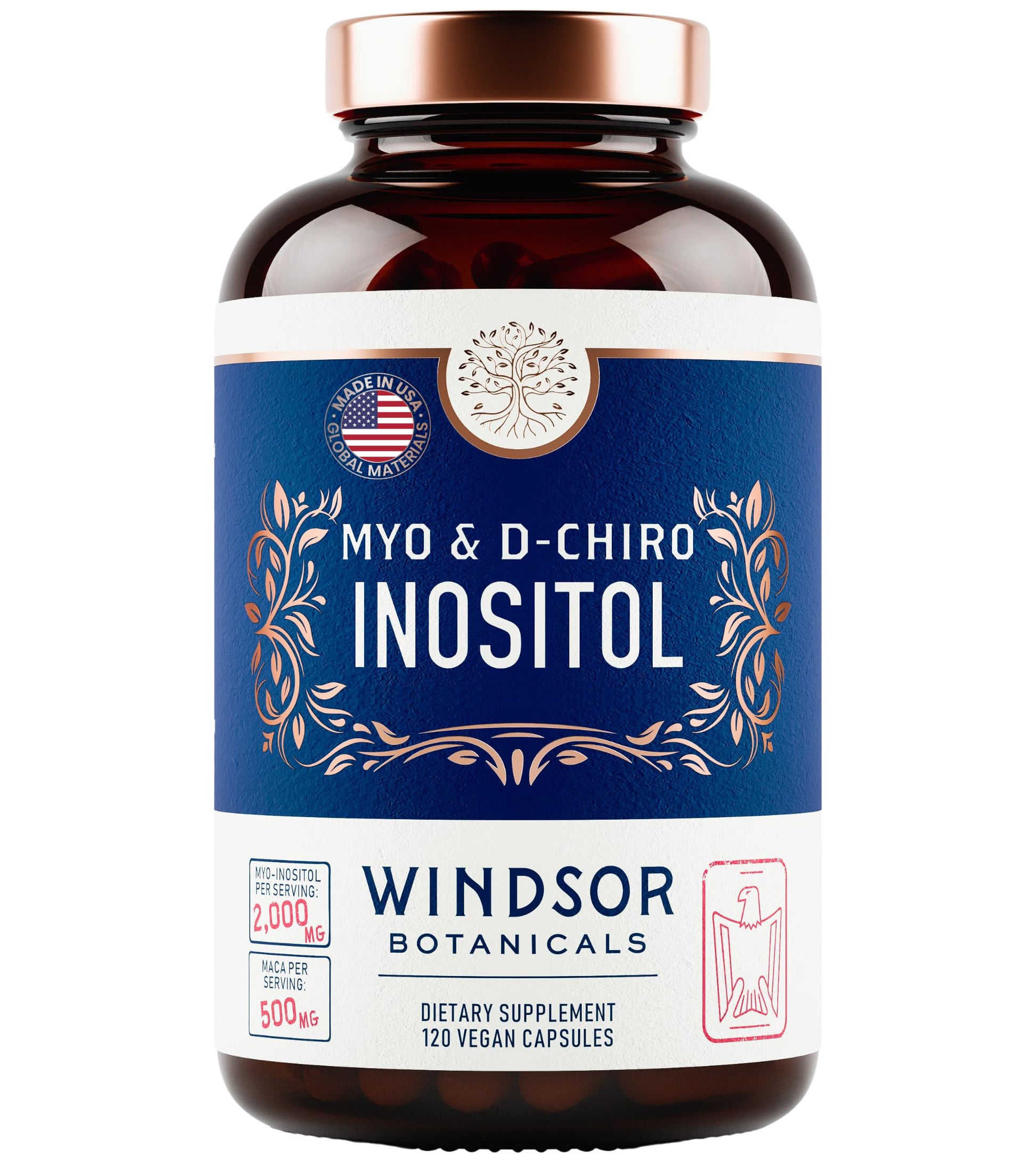Myo-Inositol & D-Chiro Inositol 40:1 Ratio 2,000 mg - PCOS Supplements with Maca Root & Ashwagandha - Ovarian Health Support Vitamins - Hormone & Fertility Supplements for Women - 120 Vegan Caps WINDSOR BOTANICALS buy supplements canada