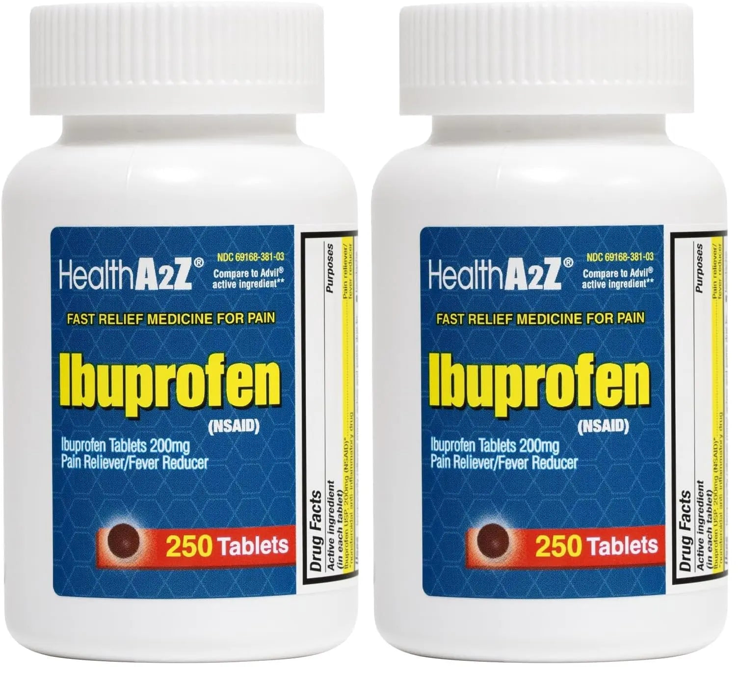 HealthA2Z® Ibuprofen 200mg | Pain Relief | Body Aches | Headache | Arthritis | Cramps | Back Pain | Fever Reducer… (250 Count) (Pack of 2) HealthA2Z buy supplements canada