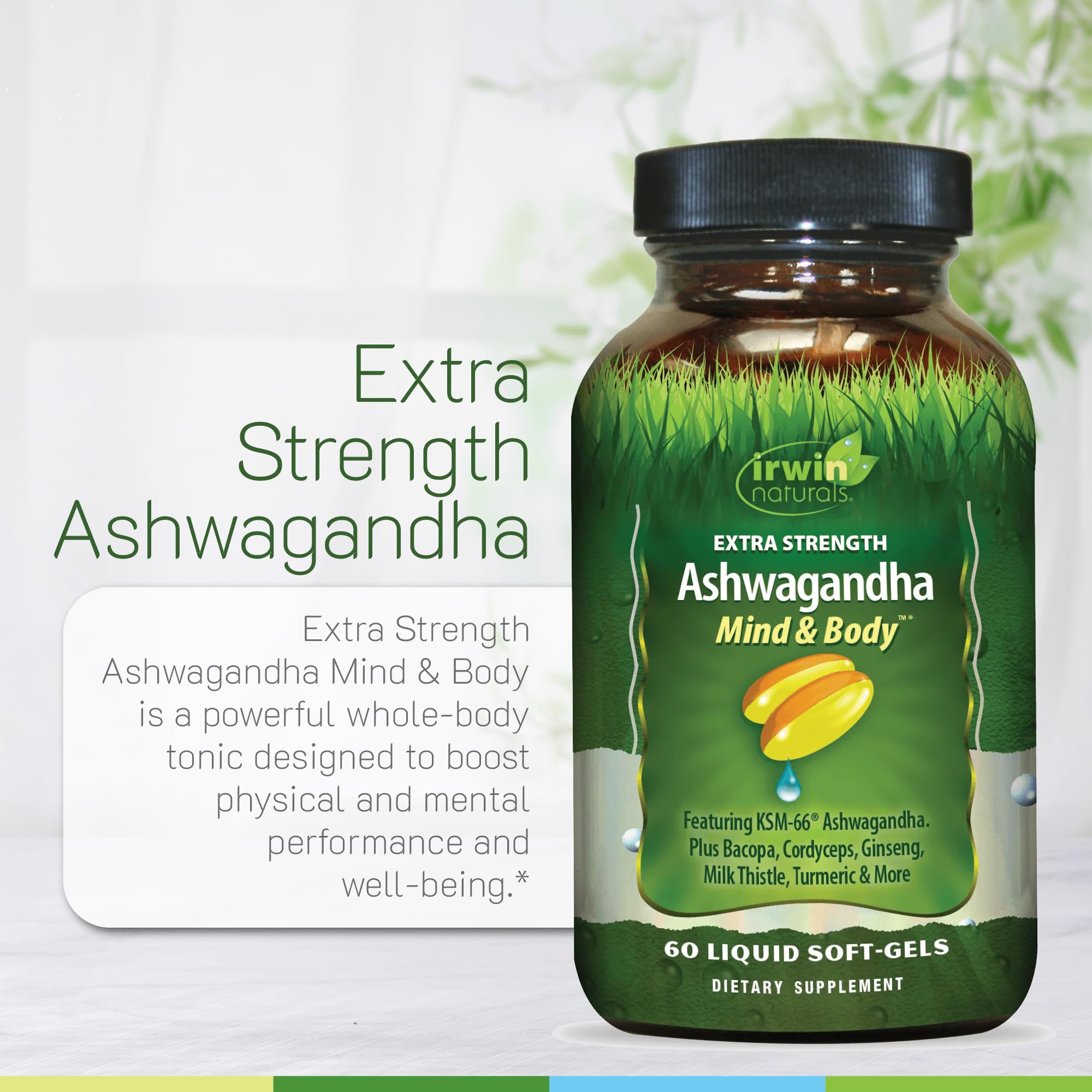 Irwin Naturals Extra Strength Ashwagandha - 60 Liquid Softgels - Helps Boost Physical & Mental Performance - with Turmeric & Milk Thistle Irwin Naturals buy supplements canada