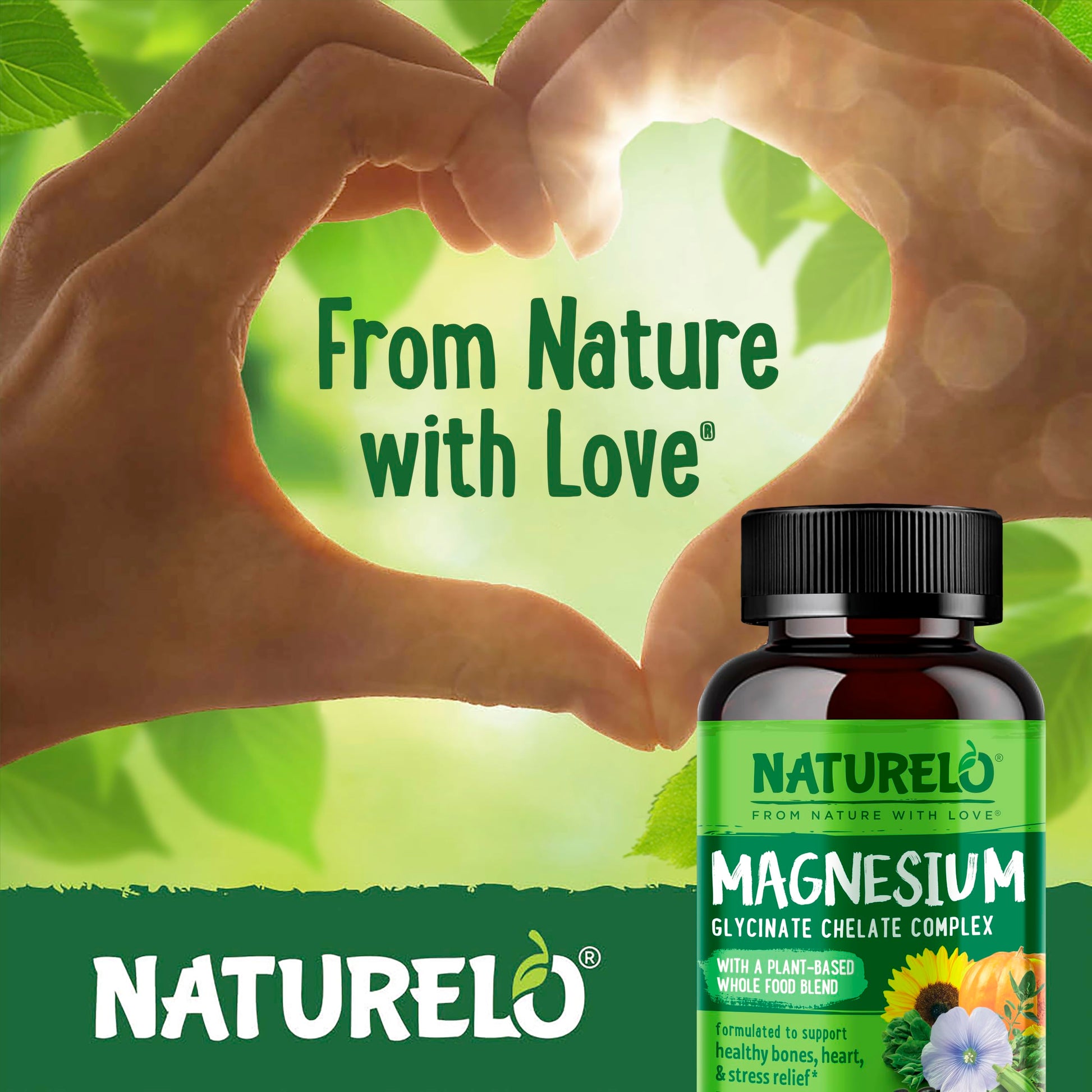 NATURELO Magnesium Glycinate Chelate Complex - 200 mg Magnesium with Organic Vegetables to Support Sleep, Calm, Muscle Cramp & Stress Relief - Gluten Free, Non GMO - 120 Capsules NATURELO buy supplements canada