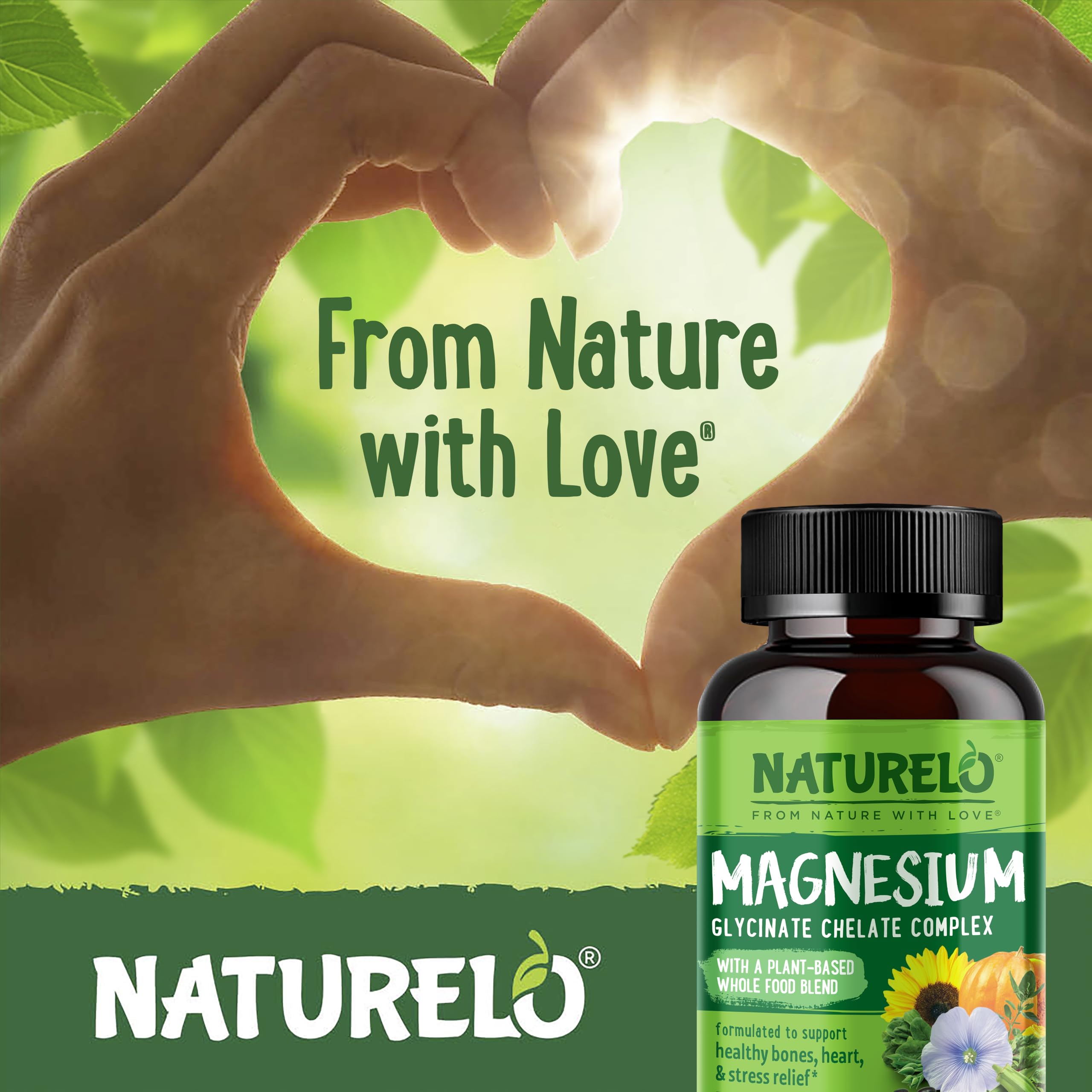NATURELO Magnesium Glycinate Chelate Complex - 200 mg Magnesium with Organic Vegetables to Support Sleep, Calm, Muscle Cramp & Stress Relief - Gluten Free, Non GMO - 120 Capsules NATURELO buy supplements canada