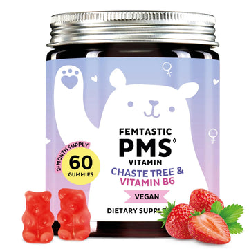 PMS Support Supplement for Women. Menstrual Relief Gummies to Target Hormonal Breakouts, Bloating, Period Cramps, & Mood Swings. Vegan, with Vitamin B6 & Lemon Balm, 60 Gummies Bears with Benefits buy supplements canada