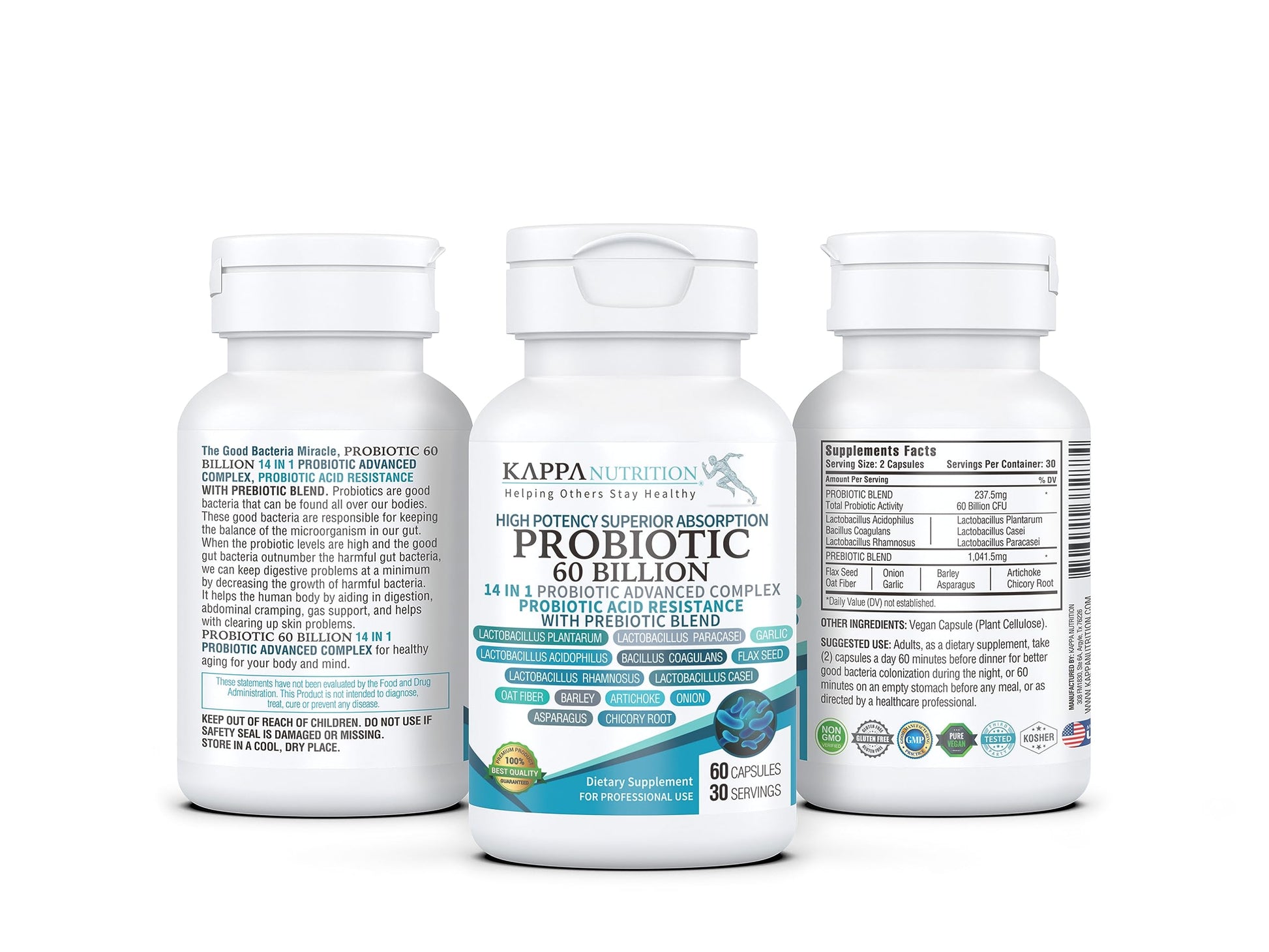 KAPPA NUTRITION Probiotic 60 Billion CFU 14 in 1 Formula with Prebiotics & Acidophilus for Women, Men & Adults, Shelf Stable, Acid Resistant, Natural Supplement 60 Capsules. KAPPA NUTRITION buy supplements canada