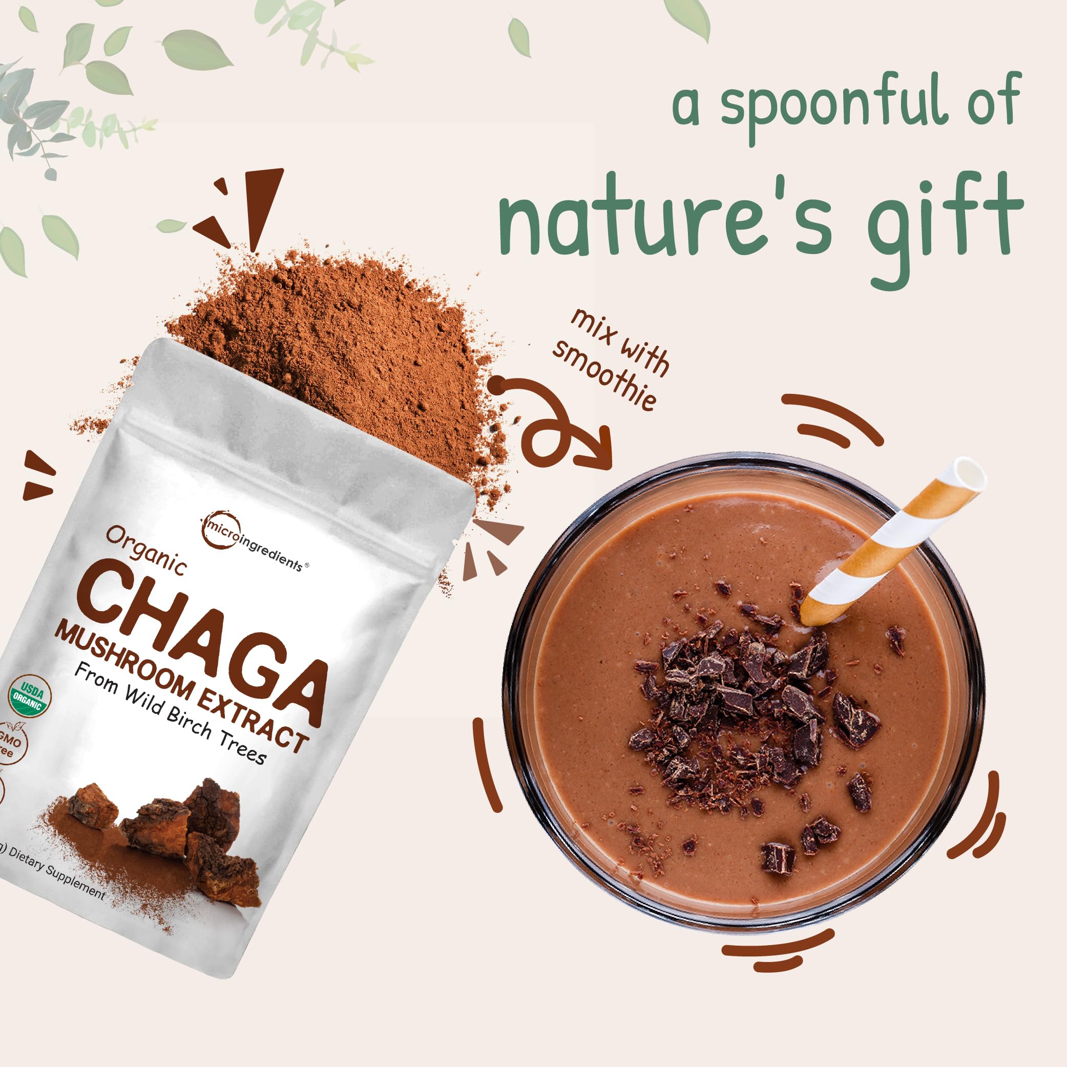 Micro Ingredients Organic Chaga Mushroom Extract 100:1 Powder, 10 Ounce Micro Ingredients buy supplements canada