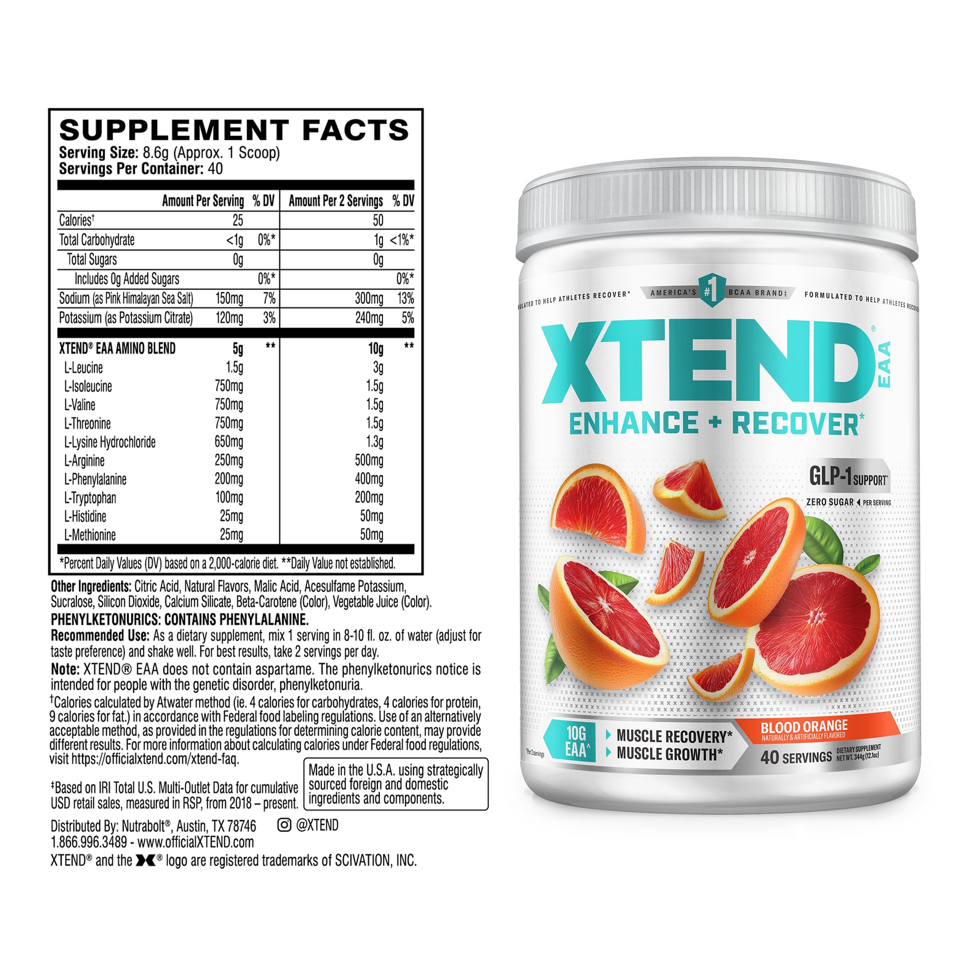 Xtend EAA + BCAA Powder for Muscle Recovery & Lean Muscle Growth, 9 Essential Amino Acids for Intra Workout or Post Workout Recovery, 10g EAAs Per 2 Servings Xtend buy supplements canada