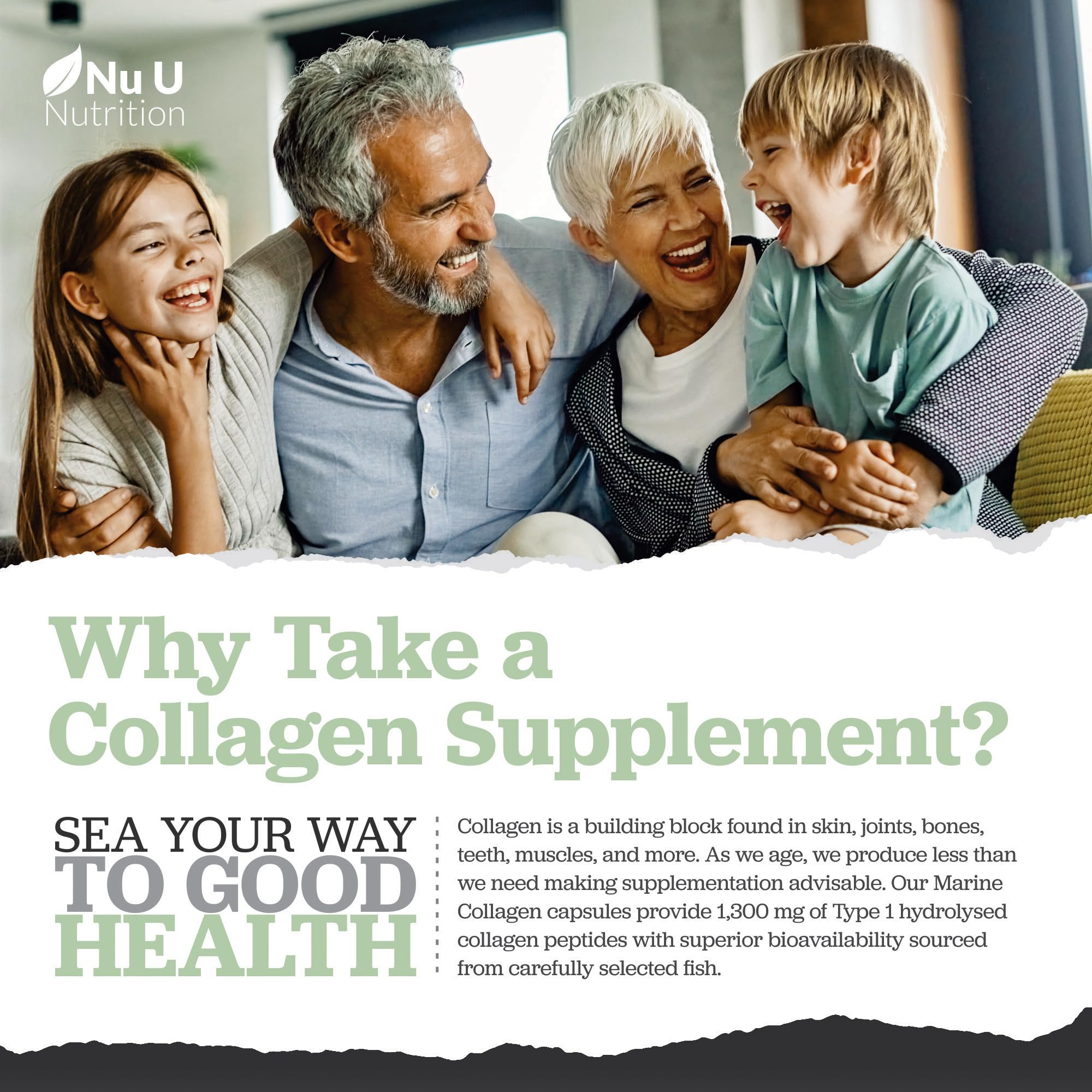 Marine Collagen with Hyaluronic Acid, Vitamin C - 90 Hydrolysed Capsules (not Tablets) - Premium High Strength Collagen Nu U Nutrition buy supplements canada