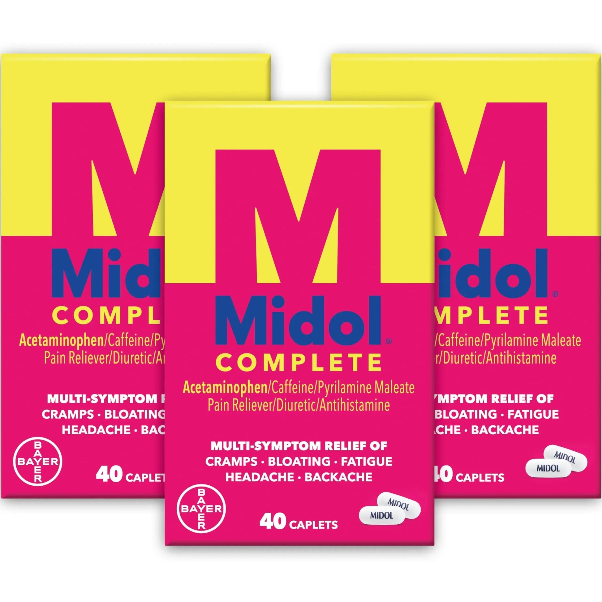 Midol Complete Menstrual Pain Relief Caplets with Acetaminophen for Period Cramps, and Menstrual Symptom Relief - 40 Count (Pack of 3) (Packaging May Vary) Midol buy supplements canada