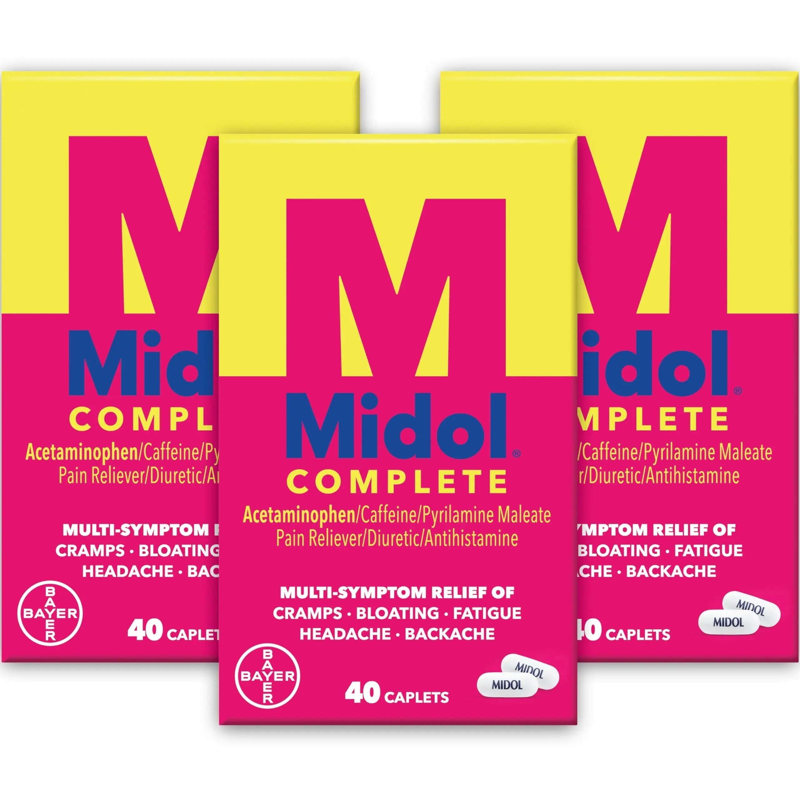 Midol Complete Menstrual Pain Relief Caplets with Acetaminophen for Period Cramps, and Menstrual Symptom Relief - 40 Count (Pack of 3) (Packaging May Vary) Midol buy supplements canada