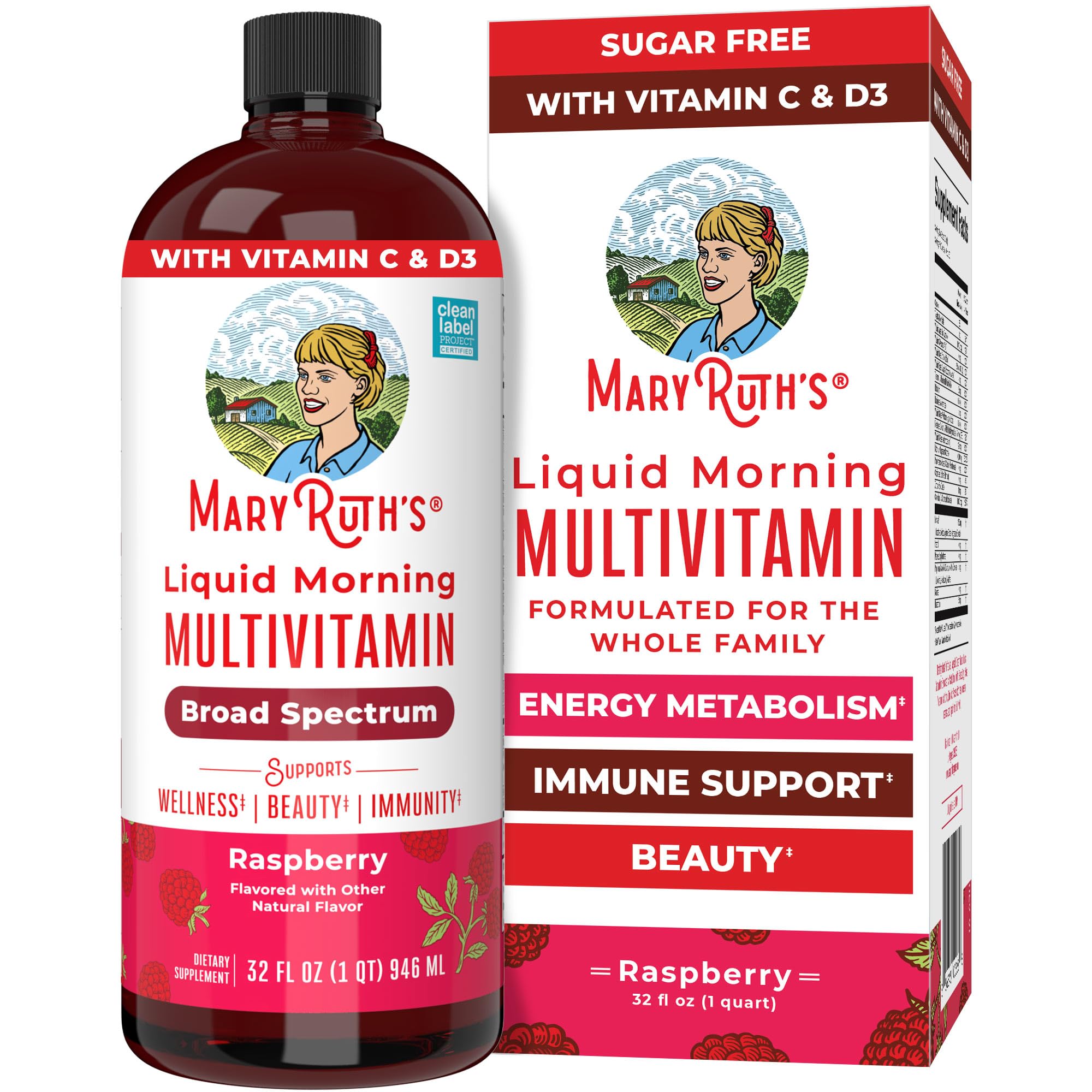 MARYRUTH'S Liquid Morning Multivitamin for Women, Men & Kids | Vitamin A C D E B6 B12 Biotin Zinc | Beauty | Vegan | Non-GMO | Gluten Free | 32 Servings MARYRUTH'S buy supplements canada