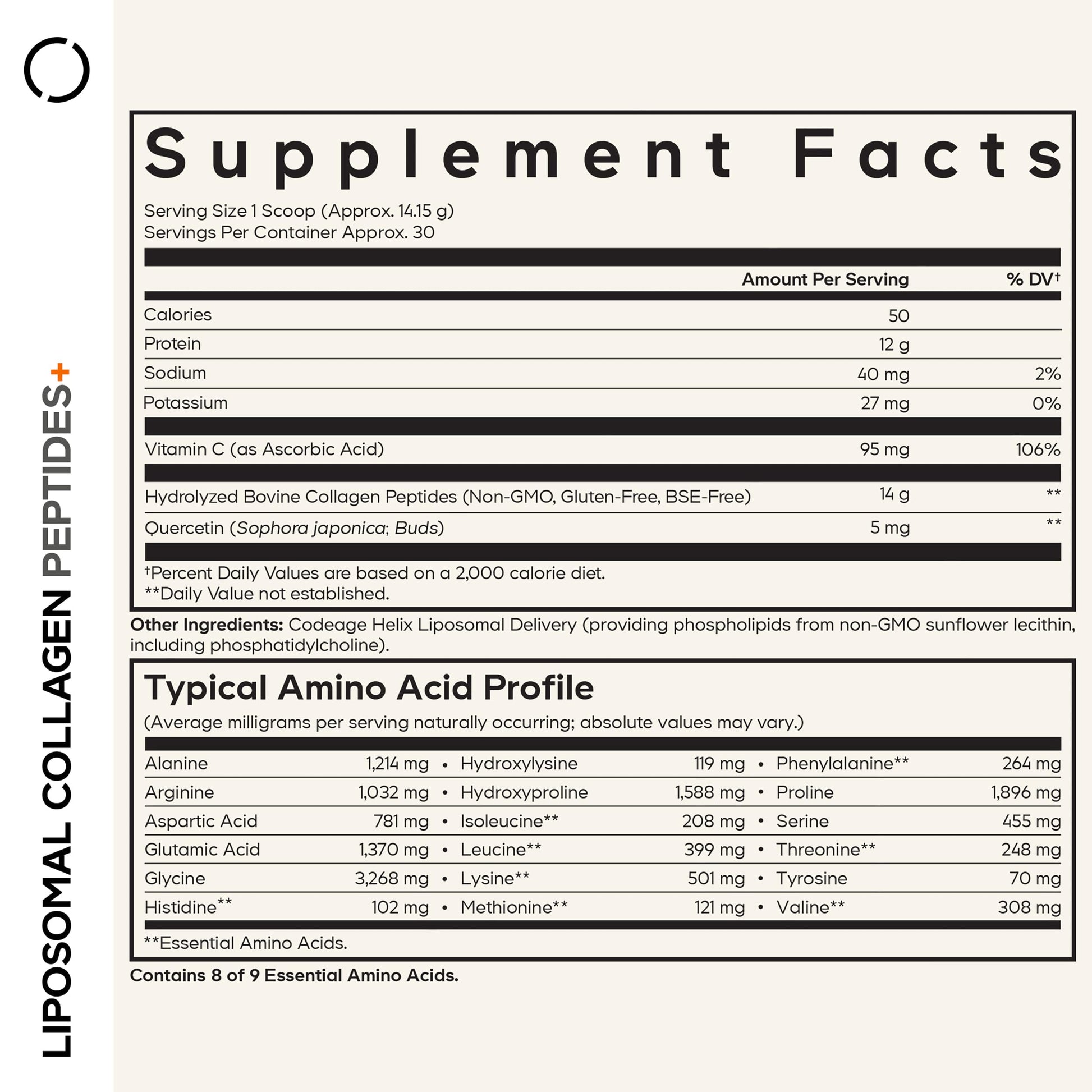 Codeage Liposomal Collagen Peptides Powder + Vitamin C & Quercetin, Phospholipid Complex, Grass-Fed Pasture-Raised Hydrolyzed Collagen Type I & III Supplement All-in-One, Non-GMO, 14.97 oz Codeage buy supplements canada