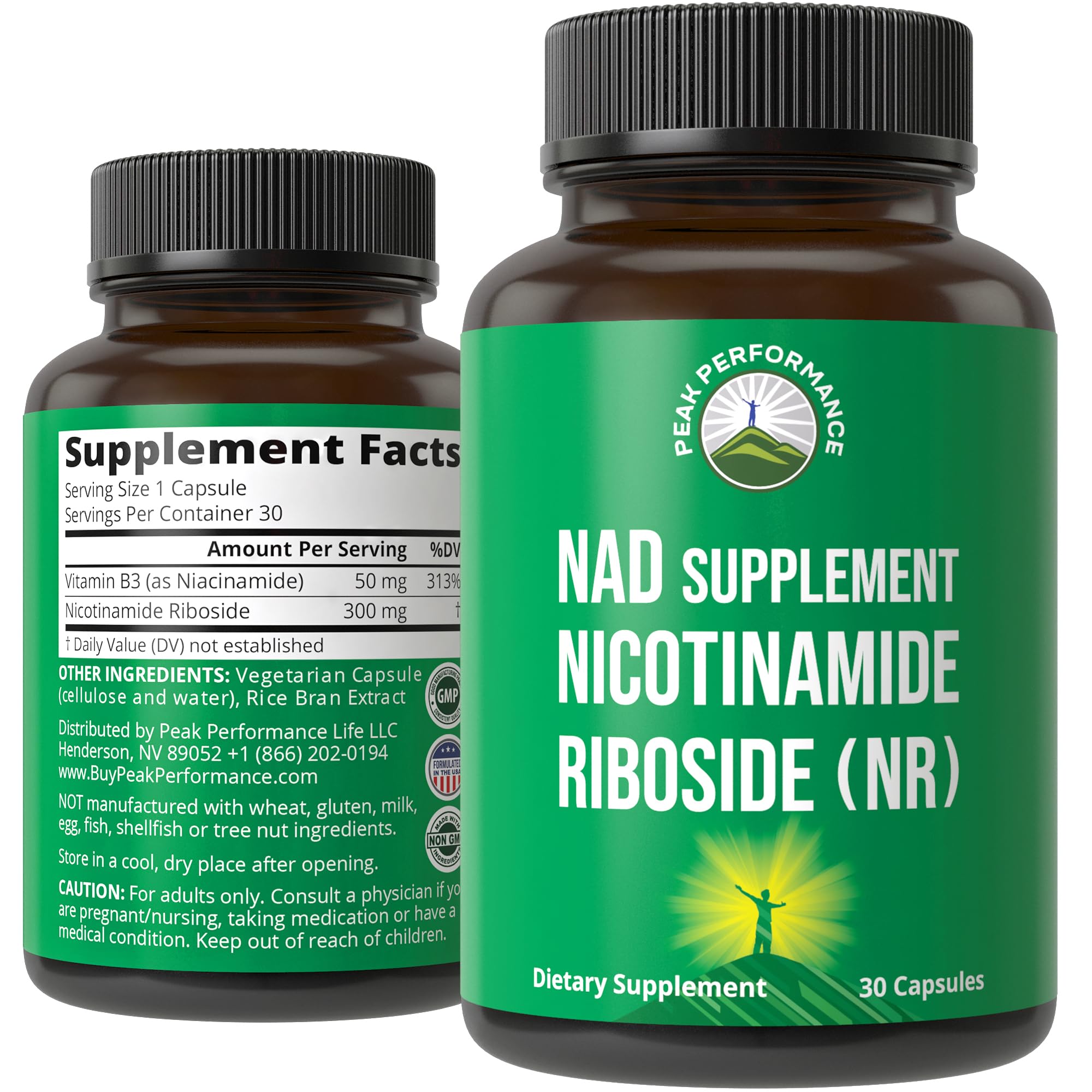 Peak Performance Nicotinamide Riboside NR Supplement Capsule. NMN Alternative NAD Supplement + Niacinamide for NAD+ Levels As We Age. 3rd Party Tested, Non-GMO, Vegan NR Vitamin for Women and Men Peak Performance buy supplements canada