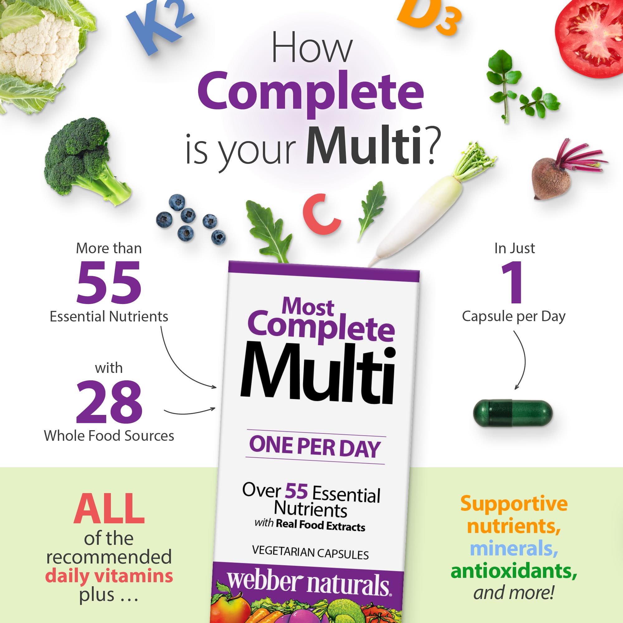 Webber Naturals Women's 50+ Most Complete Multi, 90 Vegetarian Capsules Webber Naturals buy supplements canada