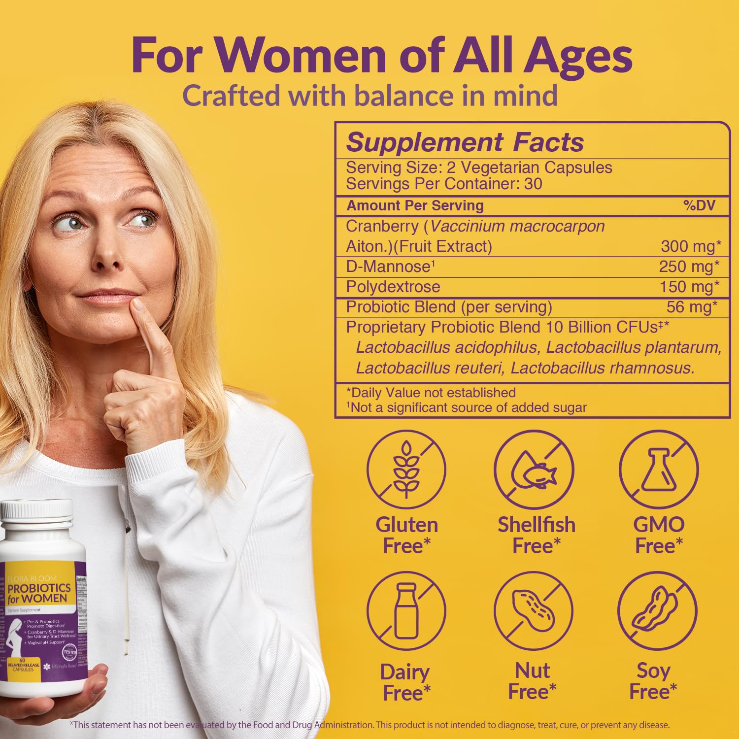 Probiotics for Women- 3 Pack(180 Capsules) - Ultimate Flora Bloom Probiotic Supplement for Women Intimate Rose buy supplements canada