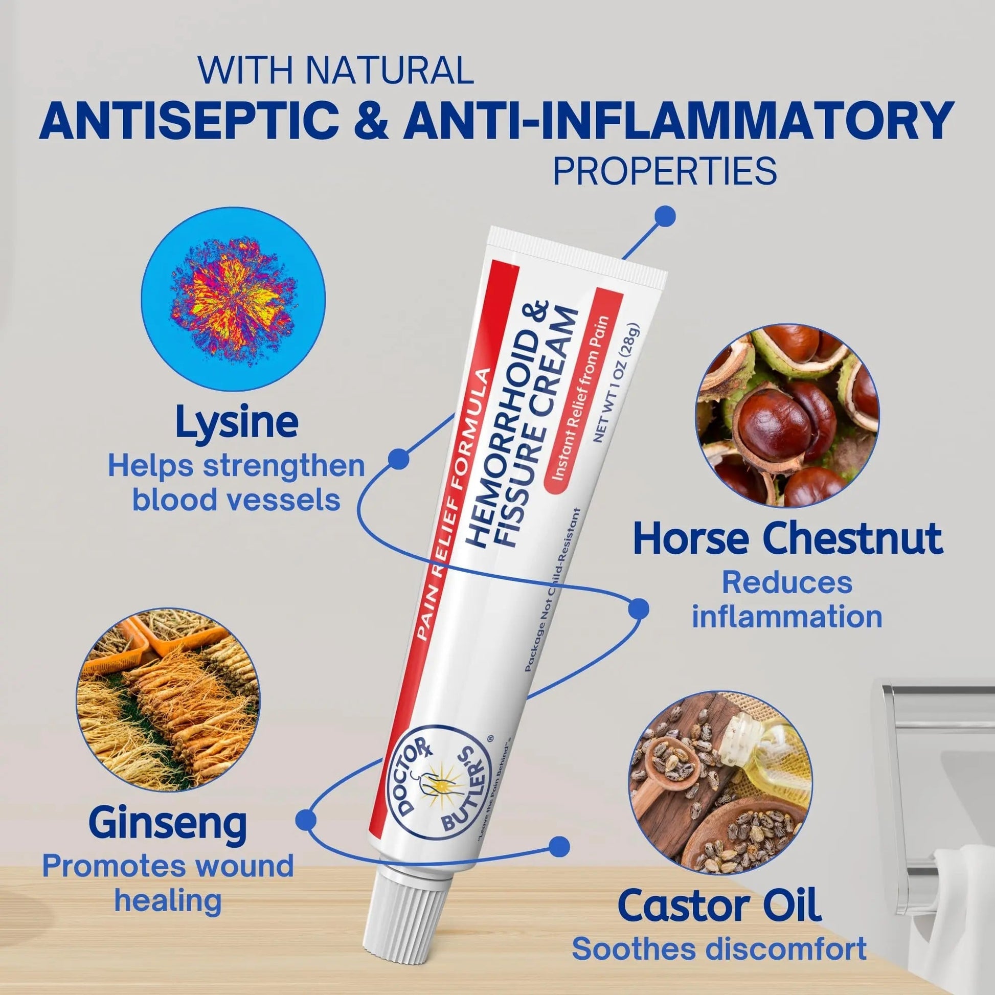 Doctor Butler's Hemorrhoid & Fissure Cream – Instant Pain Relief Hemorrhoid Treatment with Lidocaine, Fast Acting Hemorrhoid Cream for Relief from External Itching and Burning (1 oz.) Doctor Butler's buy supplements canada