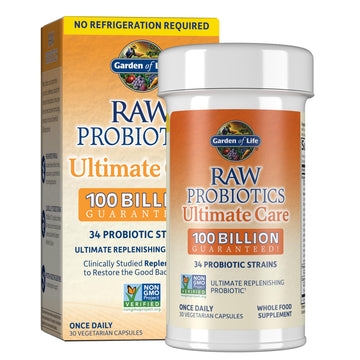 Garden of Life Raw Probiotics for Women and Men with Digestive Enzymes, 100 Billion CFU, Clinically Studied Strains, Shelf Stable, 30 Capsules Garden of Life buy supplements canada