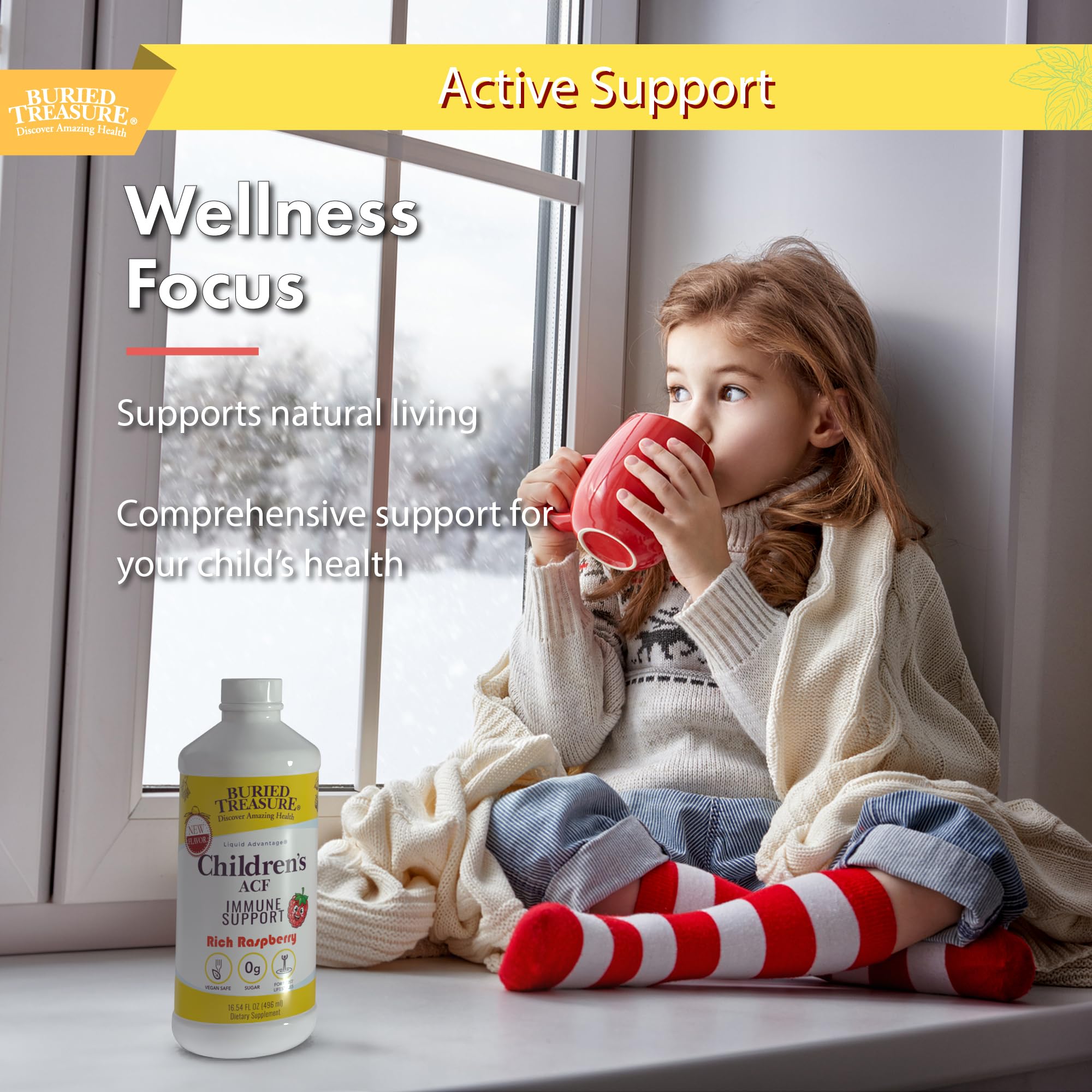 Buried Treasure Children’s ACF Liquid Immune Support for Kids – Elderberry, Echinacea & Botanicals – Raspberry Flavor – 16 oz – Sugar Free Buried Treasure buy supplements canada
