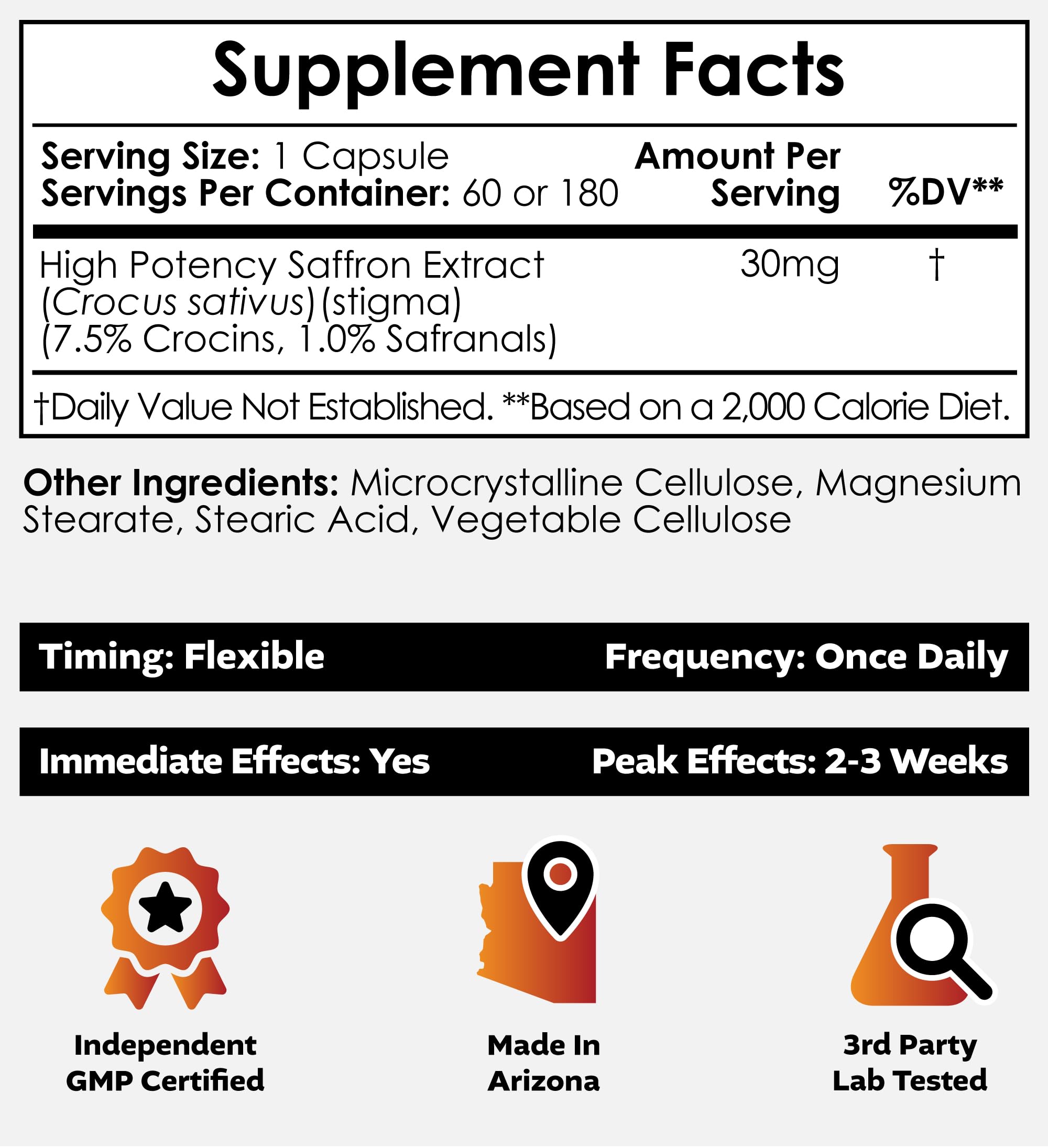 Nootropics Depot High Potency Saffron Extract Capsules | 30mg | Minimum 7.5% Crocins and 1% Safranals | Crocus sativus | 60 ct Nootropics Depot buy supplements canada