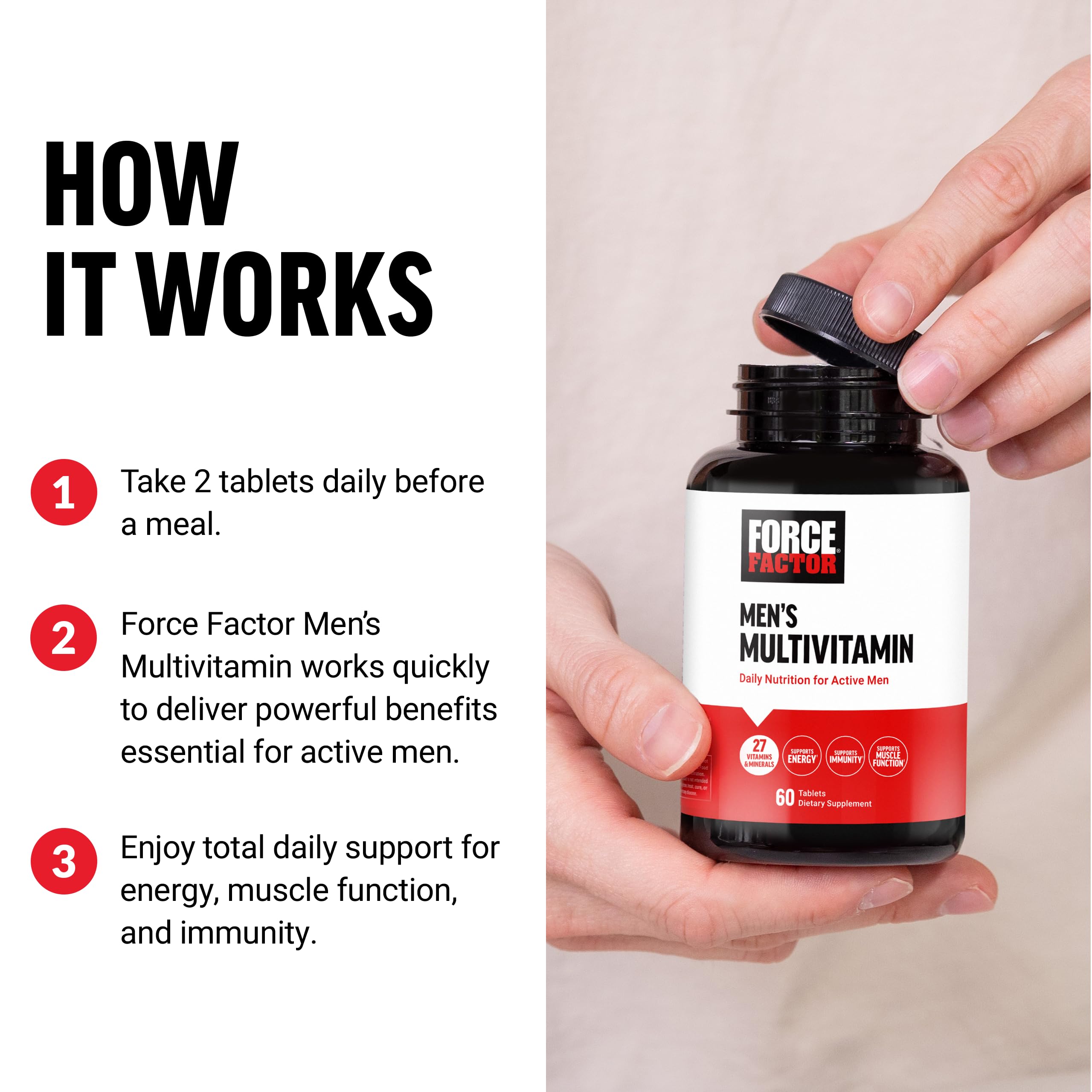 Force Factor Men’s Multivitamins, Multivitamin for Men Plus Amino Acids Supplement with 27 Vitamins and Minerals, and Phytonutrients to Support Energy, and Immunity, 60 Tablets Force Factor buy supplements canada
