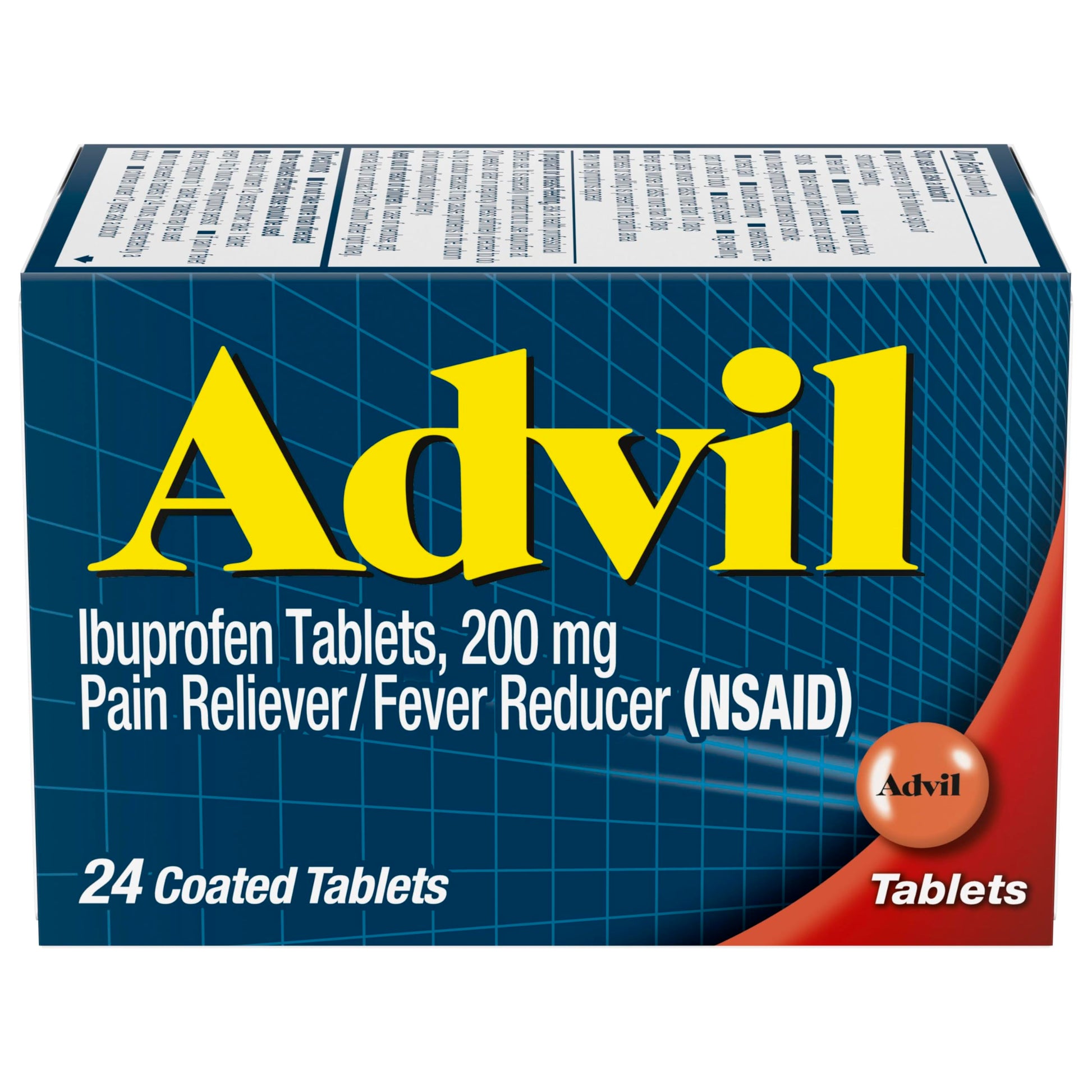 Advil Pain Reliever and Fever Reducer, Ibuprofen 200mg for Pain Relief - 24 Coated Tablets Advil buy supplements canada