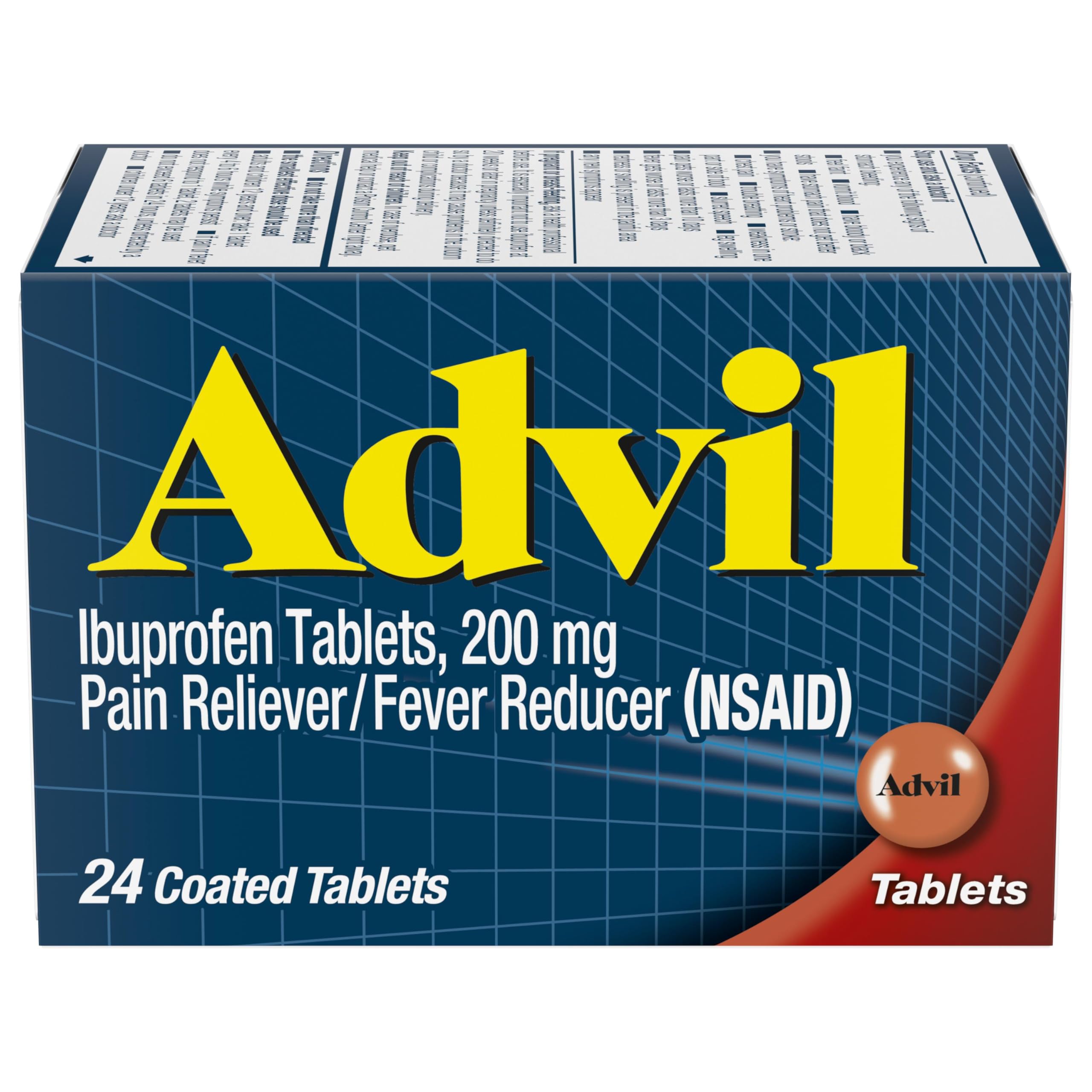 Advil Pain Reliever and Fever Reducer, Ibuprofen 200mg for Pain Relief - 24 Coated Tablets Advil buy supplements canada