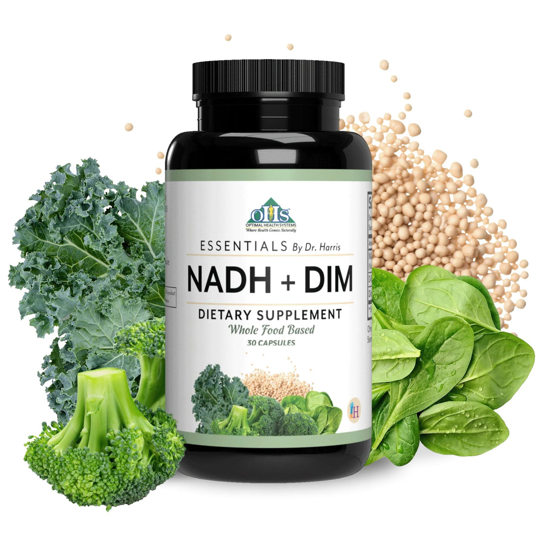 Optimal Health Systems NADH + DIM | Dr. Harris Essentials | Energy + Neurotransmitter Support | Plant-Based | Mental Clarity, Concentration, & Memory Supplement | 30 Capsules Optimal Health Systems buy supplements canada