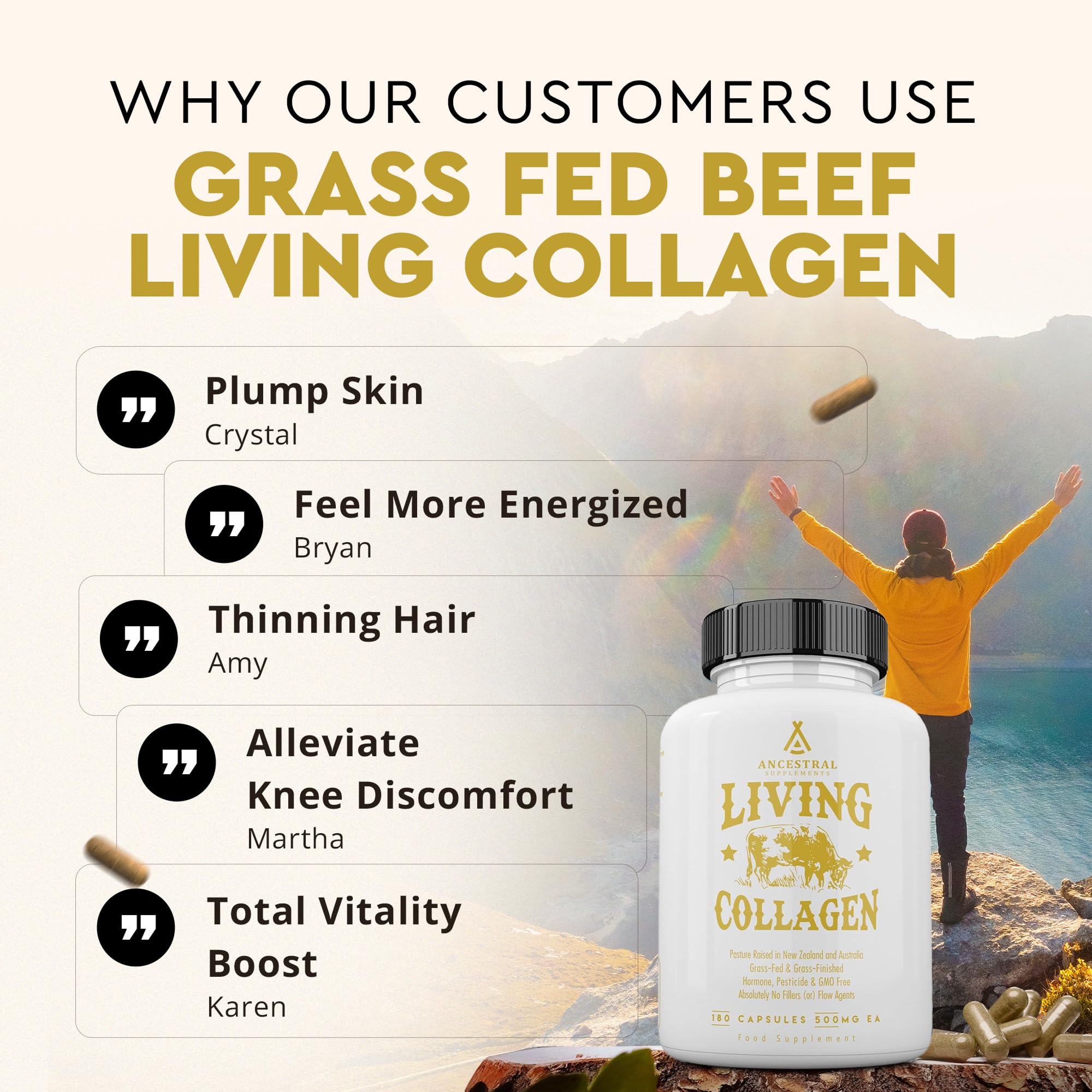 Ancestral Supplements Grass Fed Beef Living Collagen Nutritional Powder Supplement, 3000mg, Promotes Healthier, Younger Looking Skin, Hair Ancestral Supplements buy supplements canada