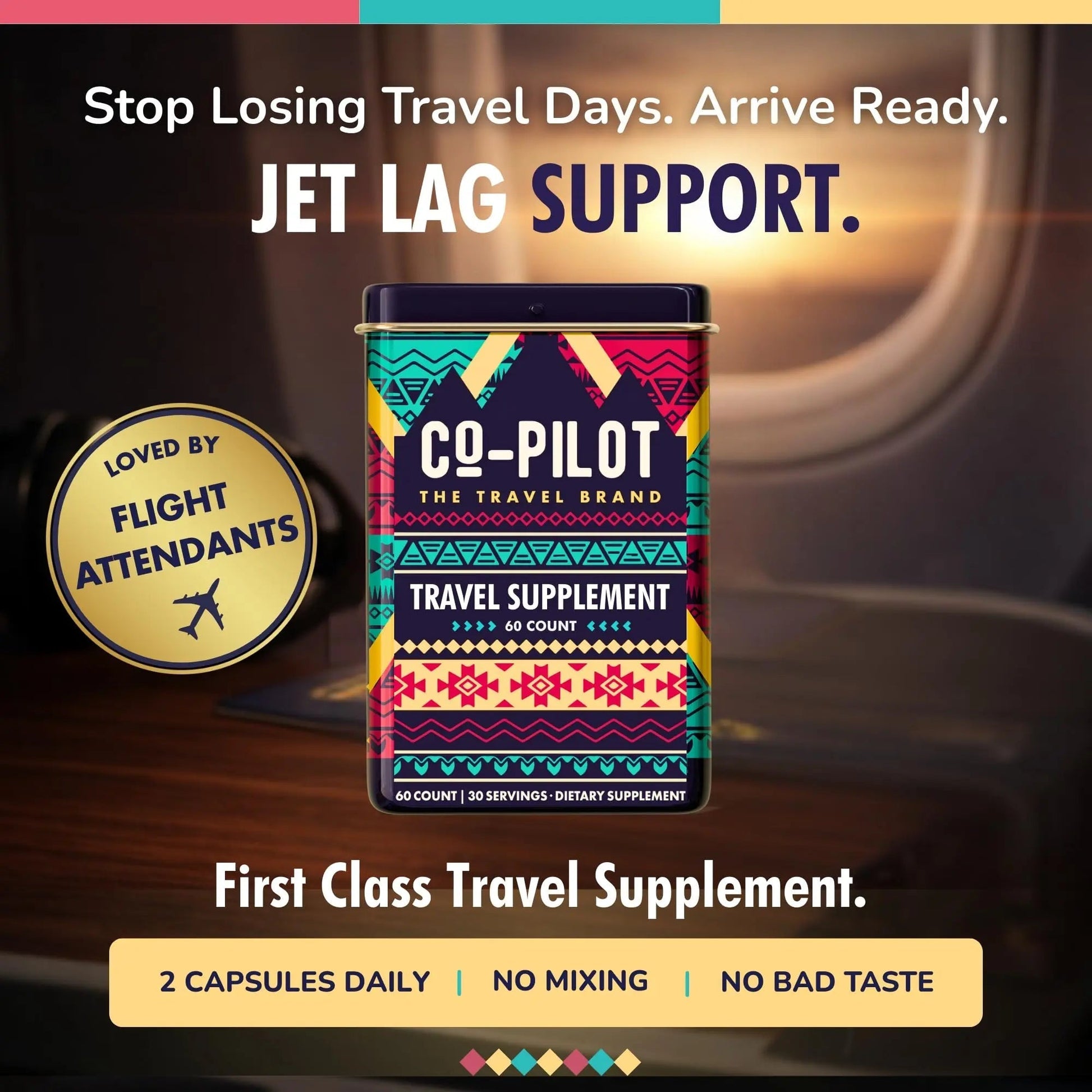 Travel Vitamin Supplement for Flight and Daily, Jet Lag, Energy, Immune, Digestion Support, Promote Calmness with Ashwagandha, Rhodiola, Chia Co-Pilot The Travel Brand buy supplements canada