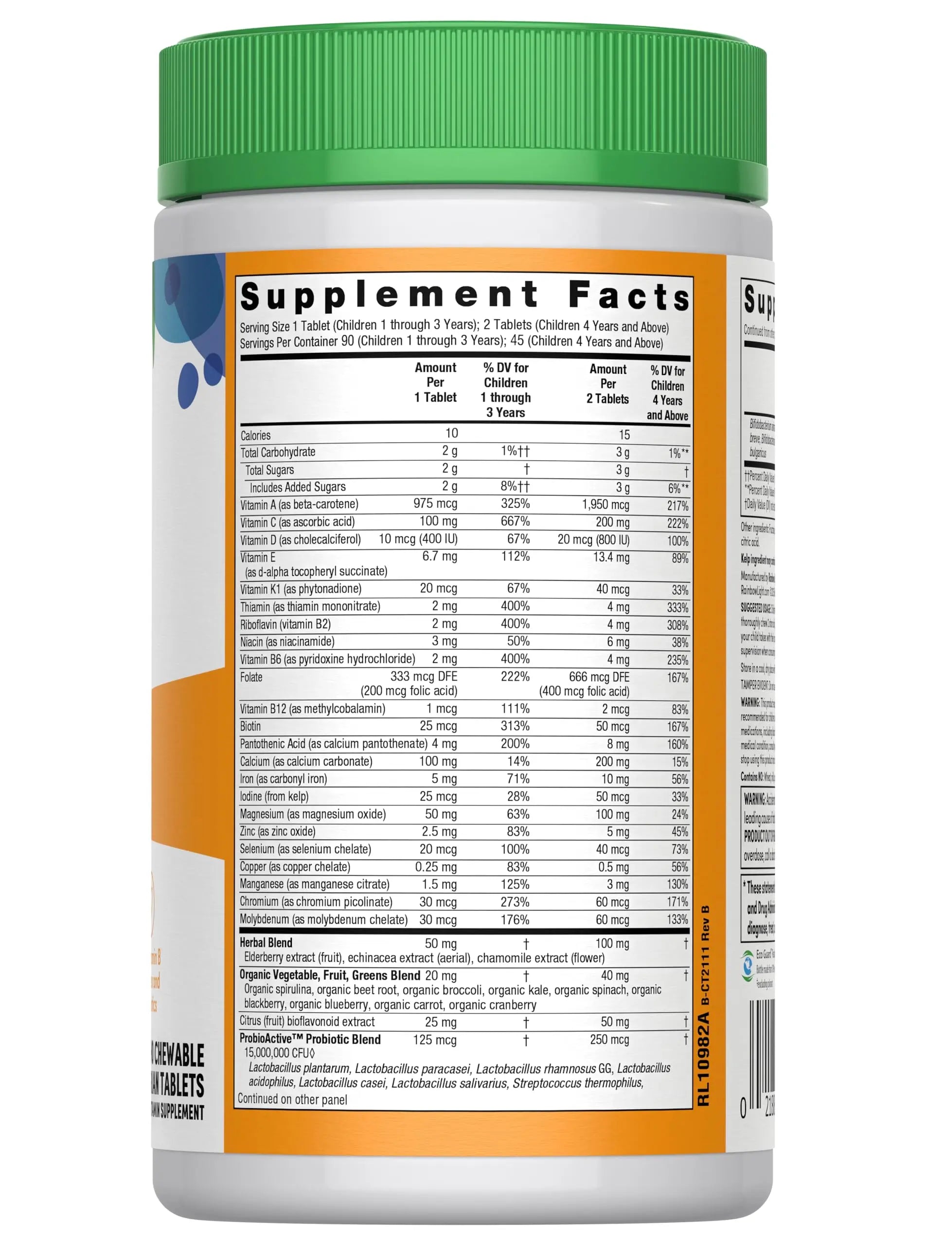 Rainbow Light Kids One Multivitamin Tablets, Provides Healthy Growth and Immune Support, with Vitamin C, Zinc, & B Complex Rainbow Light buy supplements canada