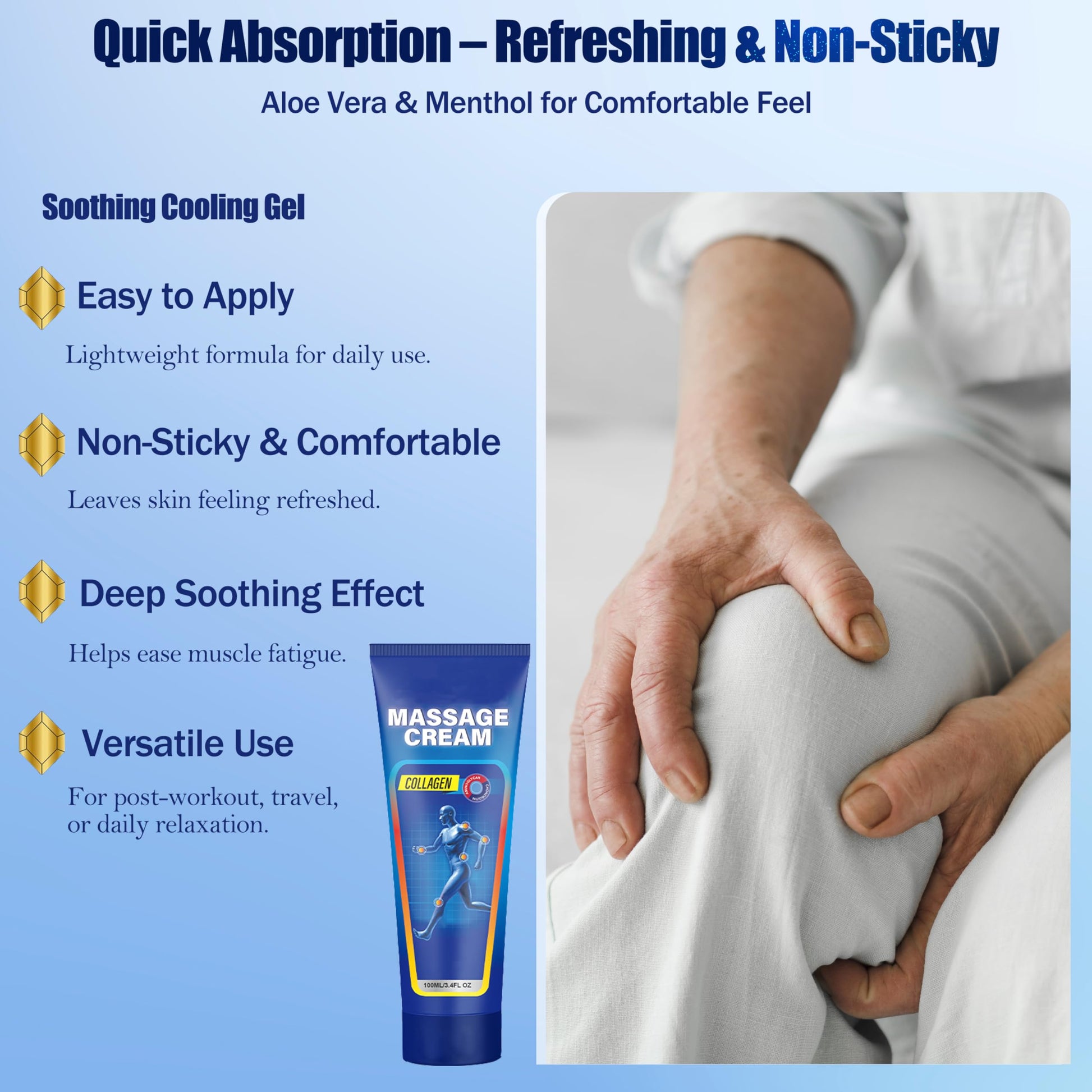 Soothing Cooling Gel for Muscle Tightness – Fast Absorbing Formula with Aloe Vera, Menthol & Tea Tree Oil | Sports & Daily Body Care Gel for Women & Men | Non-Greasy, Refreshing Feel (100ML/3.4oz) MIsiyuo buy supplements canada