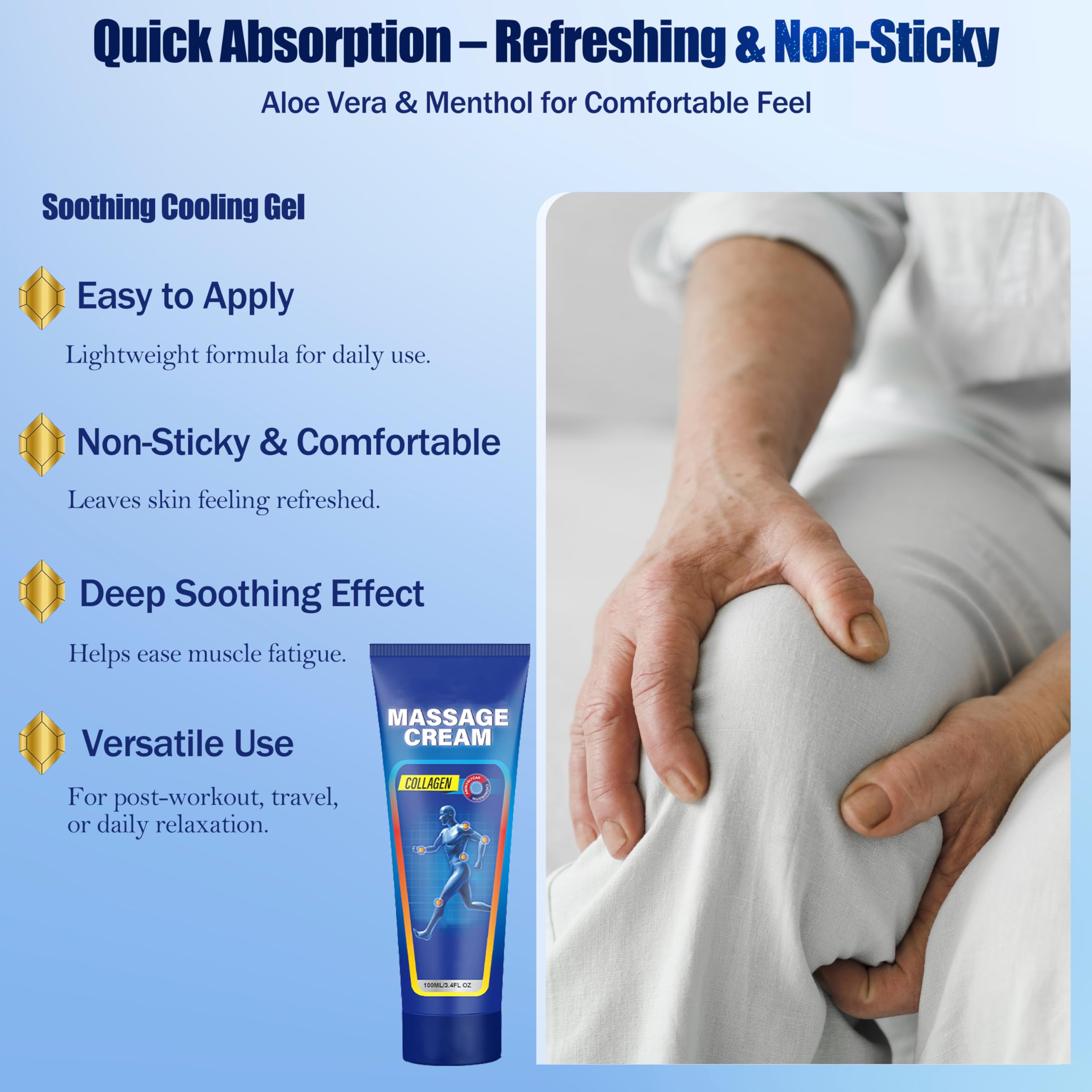 Soothing Cooling Gel for Muscle Tightness – Fast Absorbing Formula with Aloe Vera, Menthol & Tea Tree Oil | Sports & Daily Body Care Gel for Women & Men | Non-Greasy, Refreshing Feel (100ML/3.4oz) MIsiyuo buy supplements canada