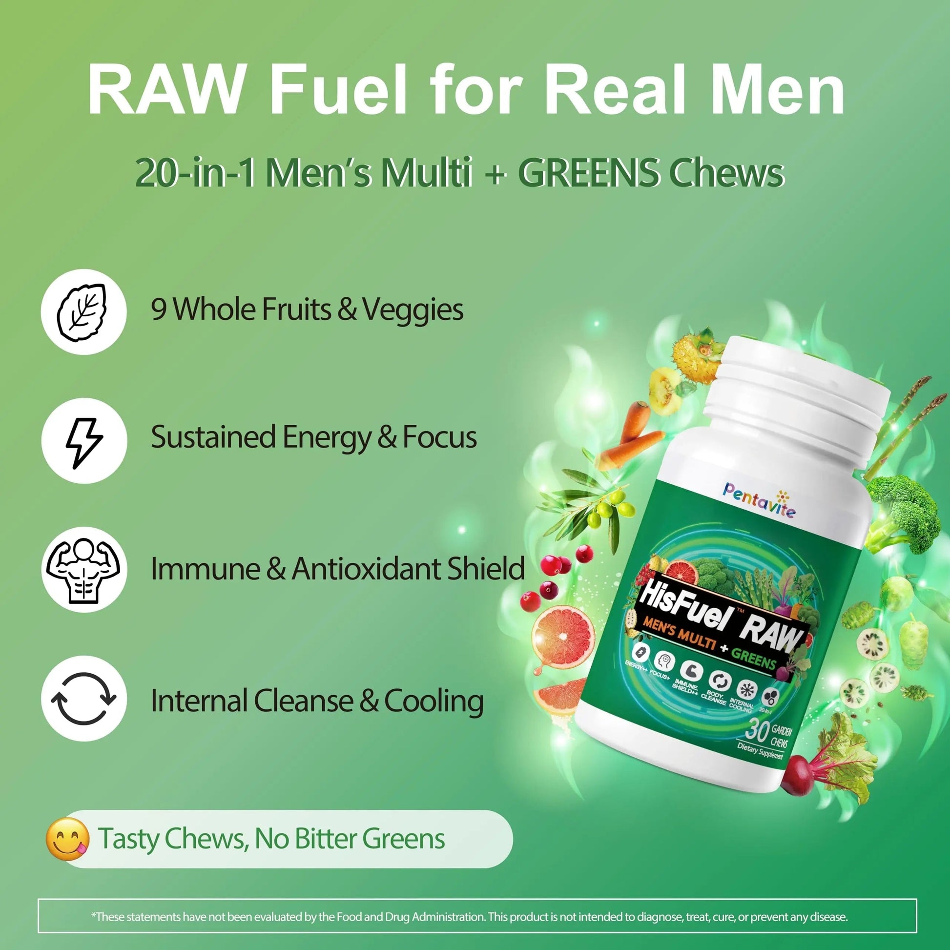 Pentavite HisFuel Multivitamin for Men, 20-in-1 Mens Vitamins with Natrual Fruits & Veggies, Vitamins & Minerals, Taurine, Boost Energy & Health Pentavite buy supplements canada
