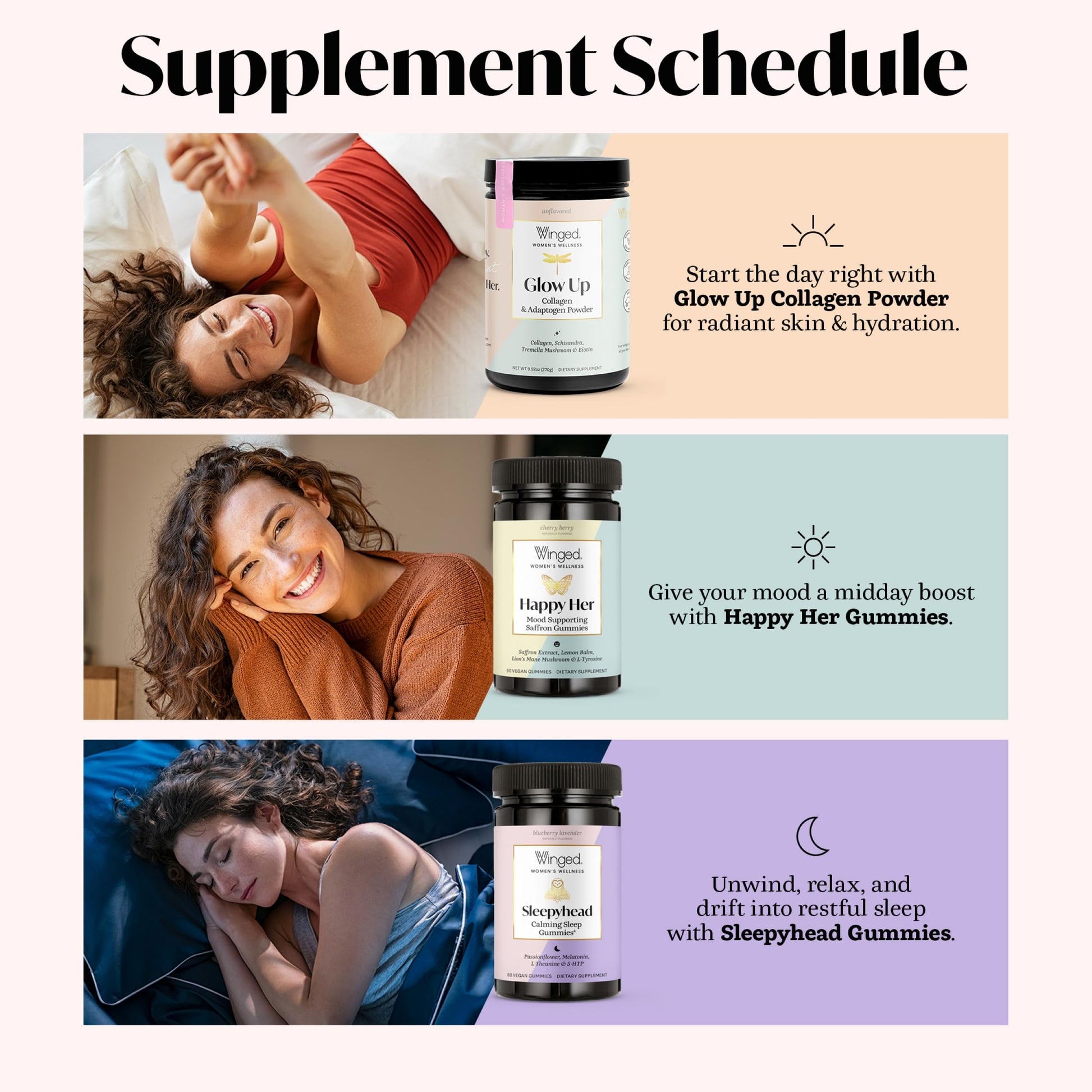 Winged Wellness Happy Her Mood Gummies - Daily Mood Enhancer Support Supplement for Women - Vitamin D with Saffron, Lemon Balm, & Lions Mane Mushrooms for Balance & Calming Relief - 50 Vegan Gummies Winged buy supplements canada