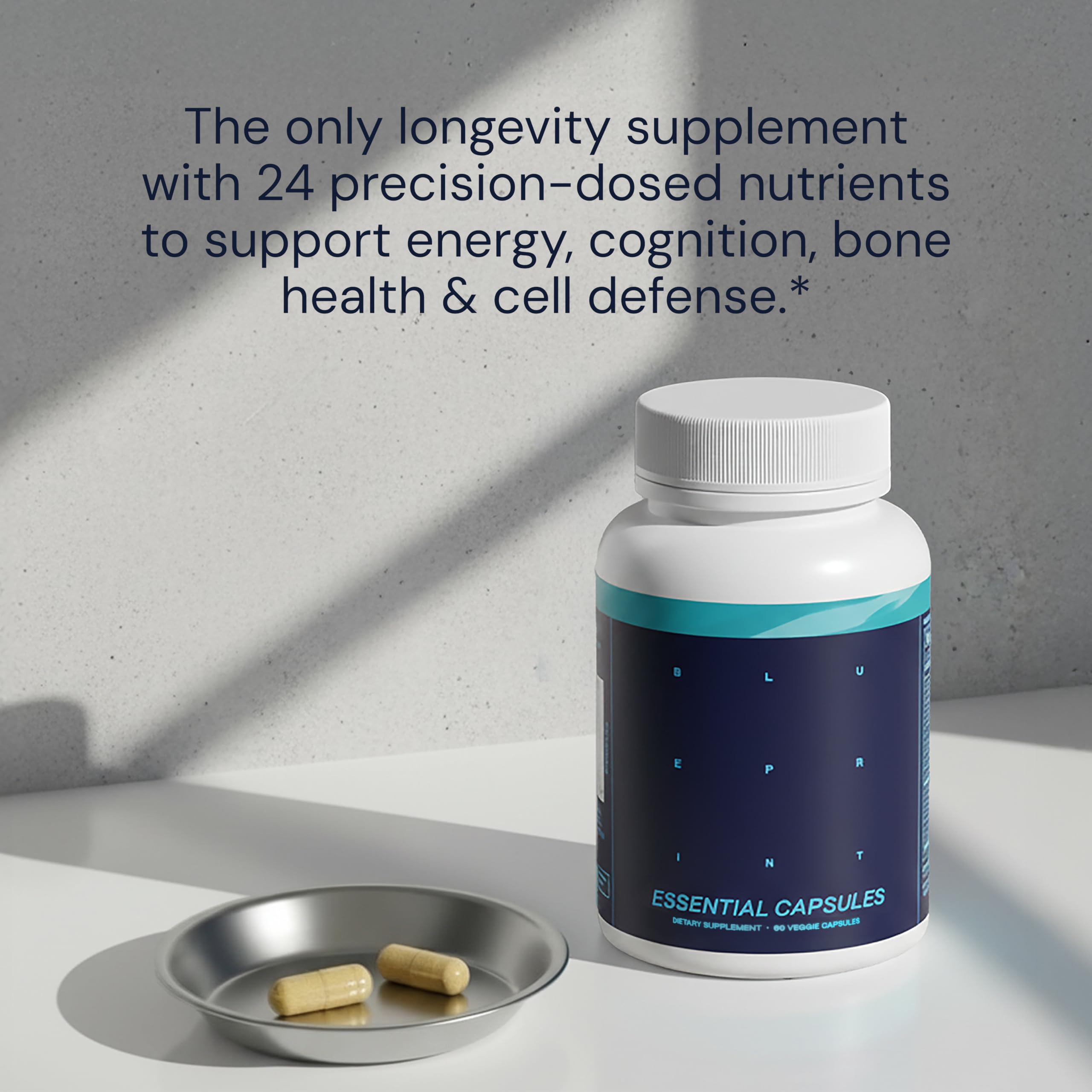 Blueprint Bryan Johnson Essential Capsules - Daily Multivitamin/Multimineral for Women and Men - Antioxidant Supplement with Calcium, Vitamin B1, Vitamin D, and Zinc Blueprint Bryan Johnson buy supplements canada
