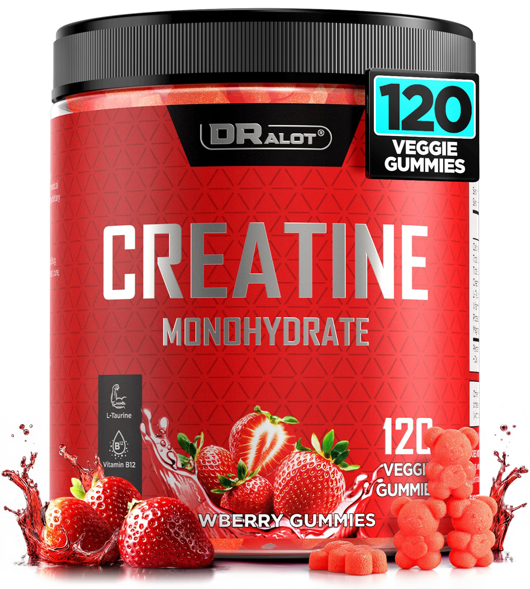 Dralot 99.99% Creatine Monohydrate Gummies More 15% Strength, 5X Energy & Muscle Support Pre-Workout Complex Creatine for Women & Men with 5000mg Creatine, L-Taurine, B12, Mg & K, 0 Sugar, Vegan Dralot buy supplements canada