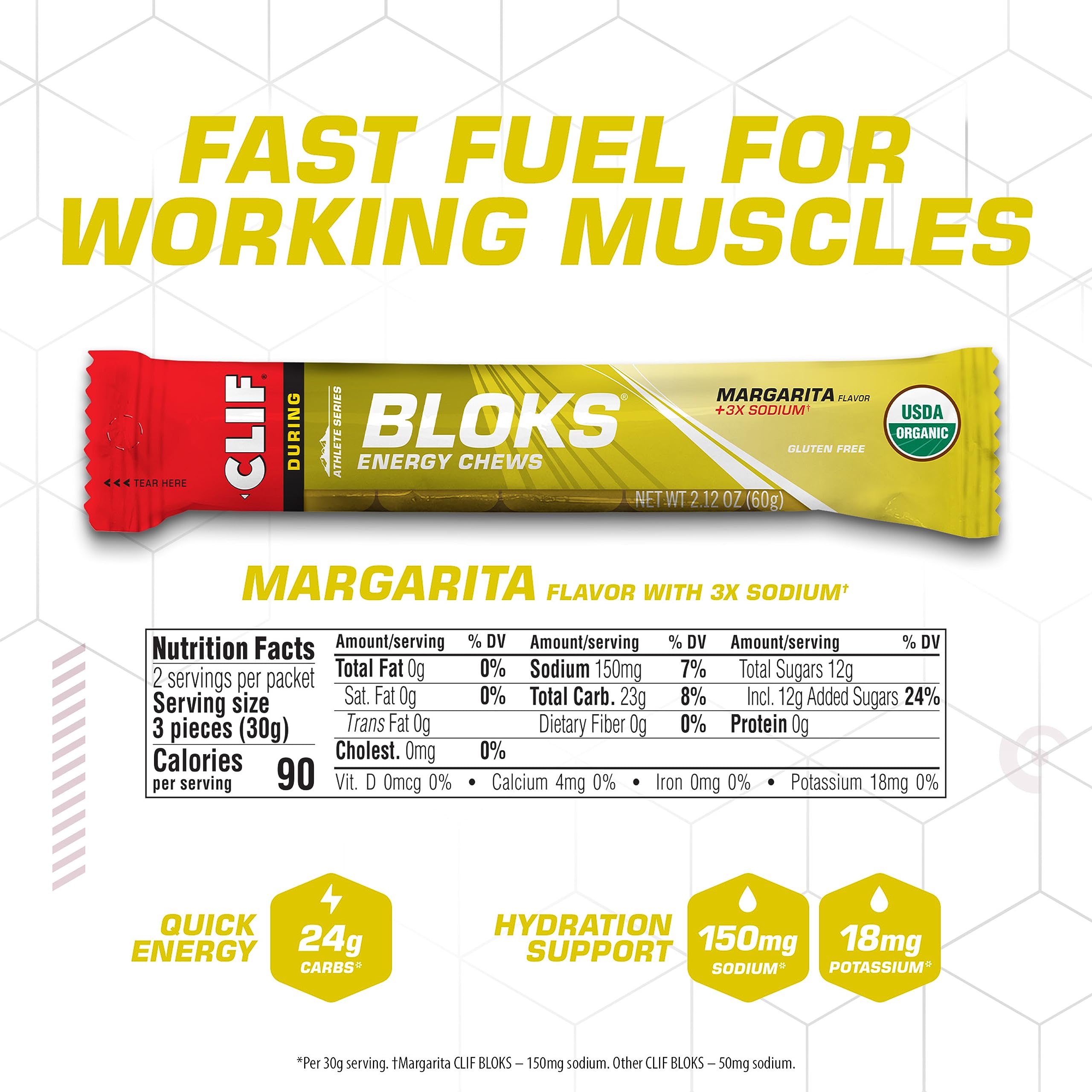 CLIF BLOKS - Margarita Flavor with 3X Sodium - Energy Chews - Non-GMO Clif Bar buy supplements canada
