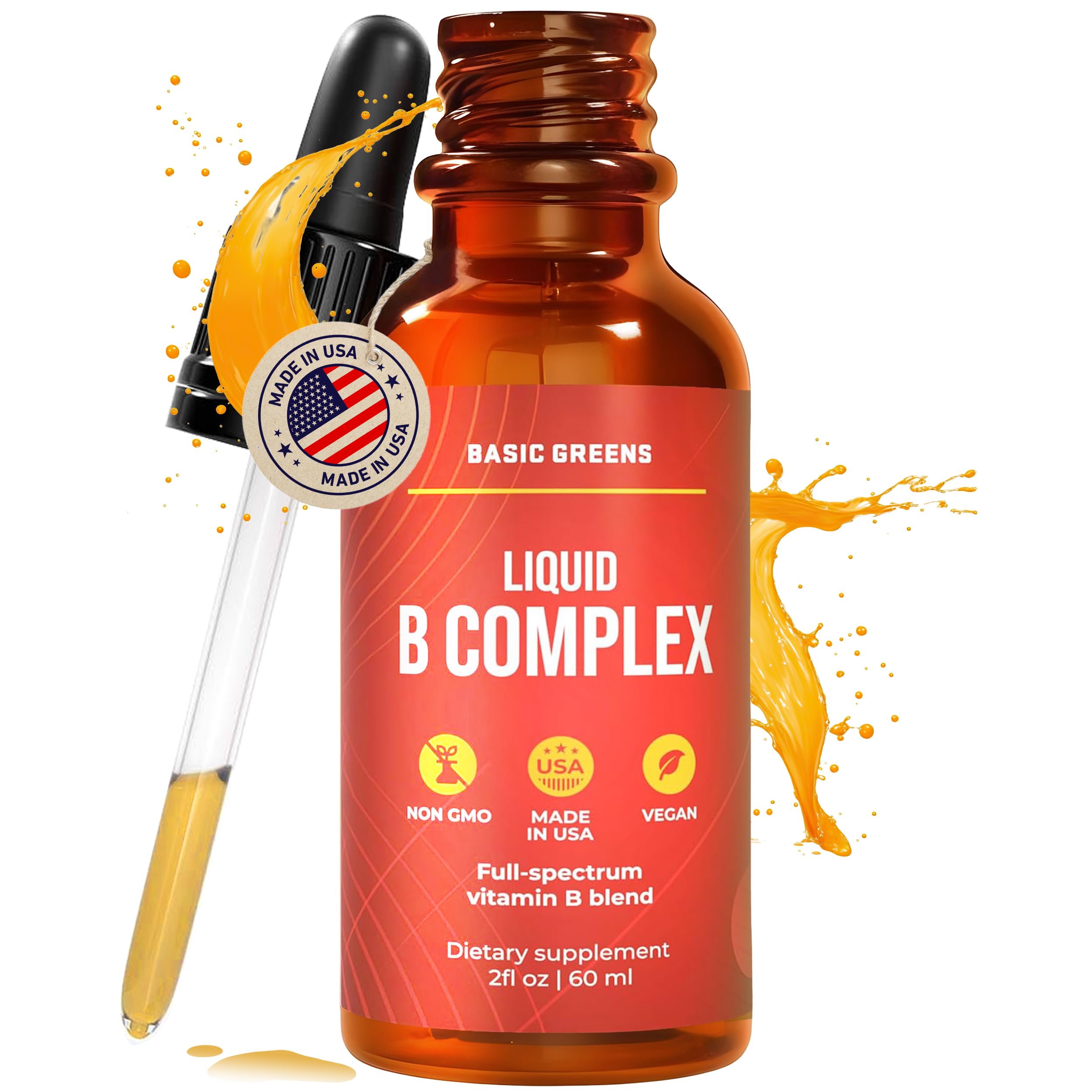 BASIC GREENS Vitamin B Complex Liquid Drops - Strength Sublingual Formula, Maximizes Absorption & Boosts Energy - B1, B2, B3, B5, B6, B7, B9, B12 - Natural Vegan Supplement BASIC GREENS buy supplements canada
