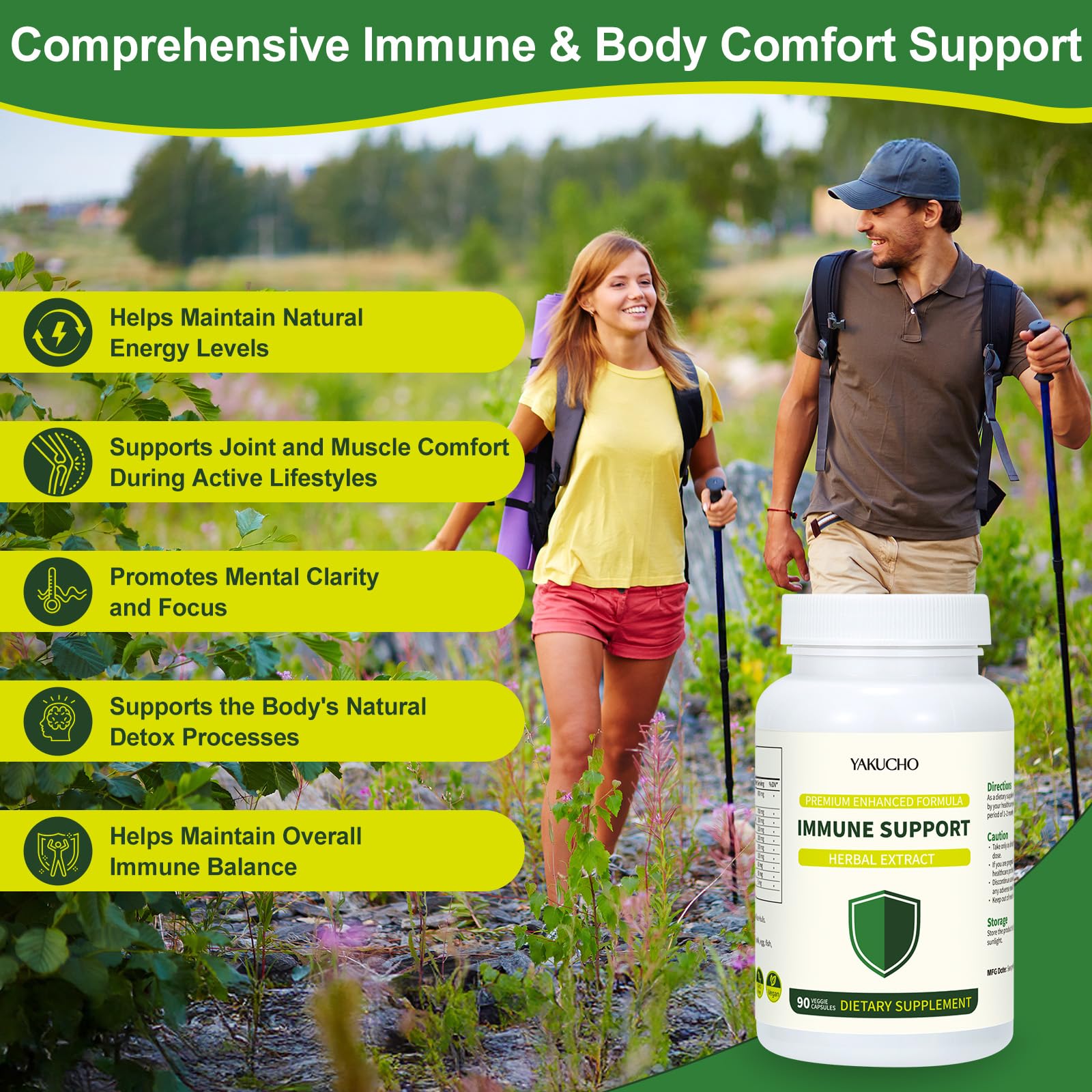 Herbal Immune Support Supplement, Vegan Capsules with Japanese Knotweed, Cat’s Claw, Skullcap & Sanguinolenta, Supports Immune Health & Overall Wellness, Gluten-Free Yakucho buy supplements canada