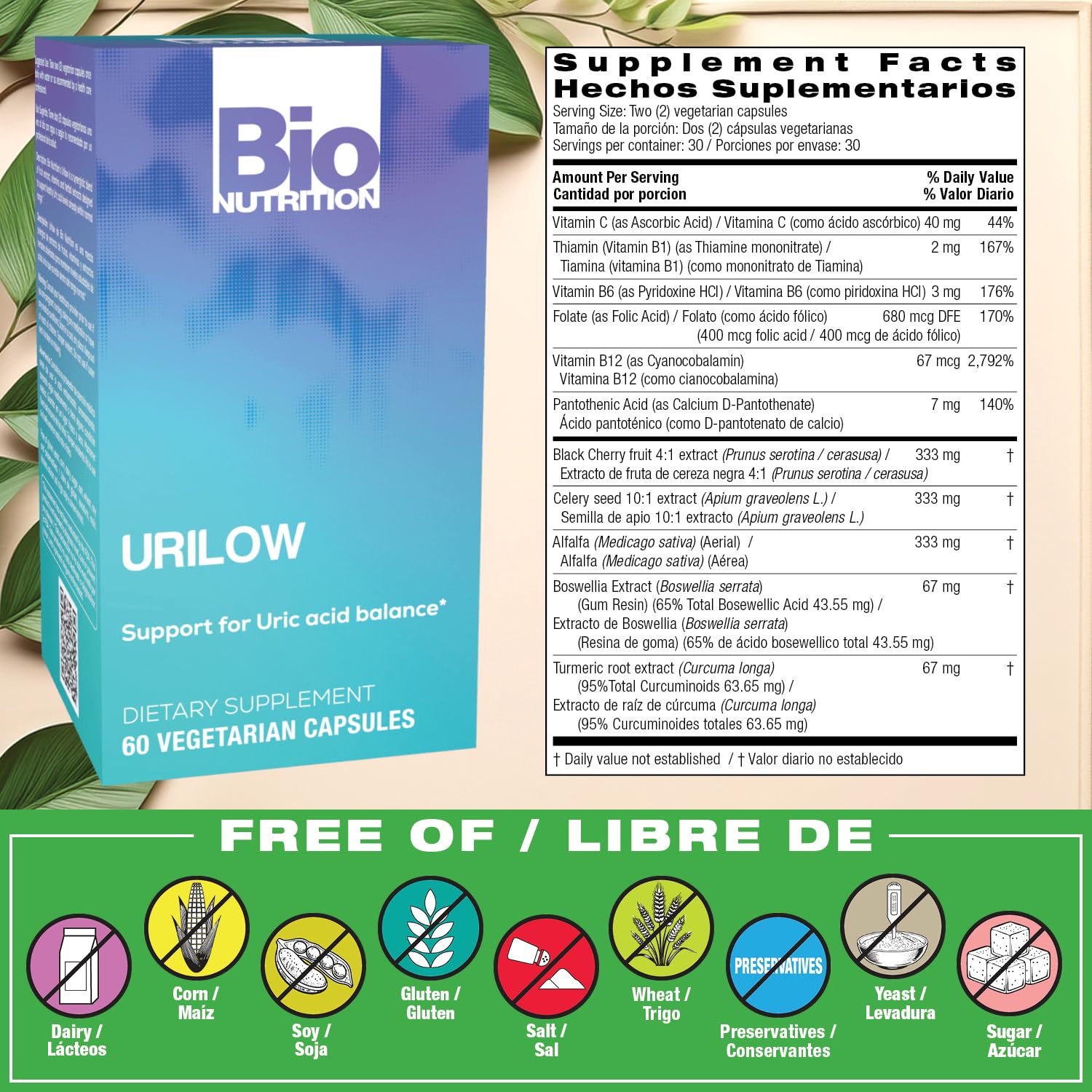Bio Nutrition 2 Pack Urilow 60 Vegetarian Capsules | Natural Support for Urinary Health | Promotes a Healthy Uric Acid Balance Bio Nutrition buy supplements canada