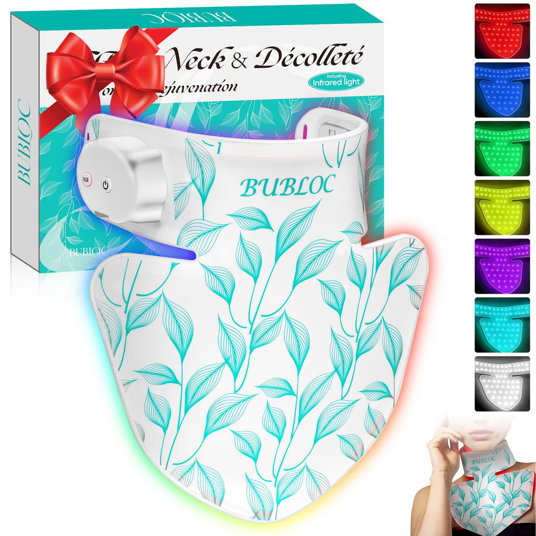 Red Light Therapy for Neck & Décolleté Suitable for Omnilux, Near-Infrared 850 Red Light + 7 Colors Led Light BUBLOC buy supplements canada