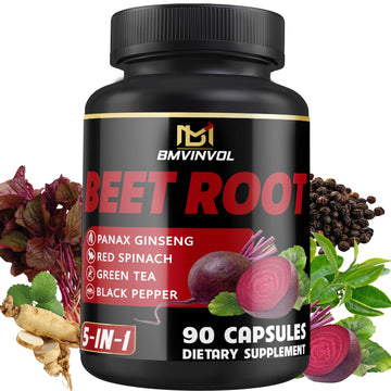 Beet Root Capsules - Green Tea, Red Spinach, Ginseng, Black Pepper - 90 Count - Supports Digestive, Immune System, Energy Levels - 3 Month Supply BMVINVOL buy supplements canada