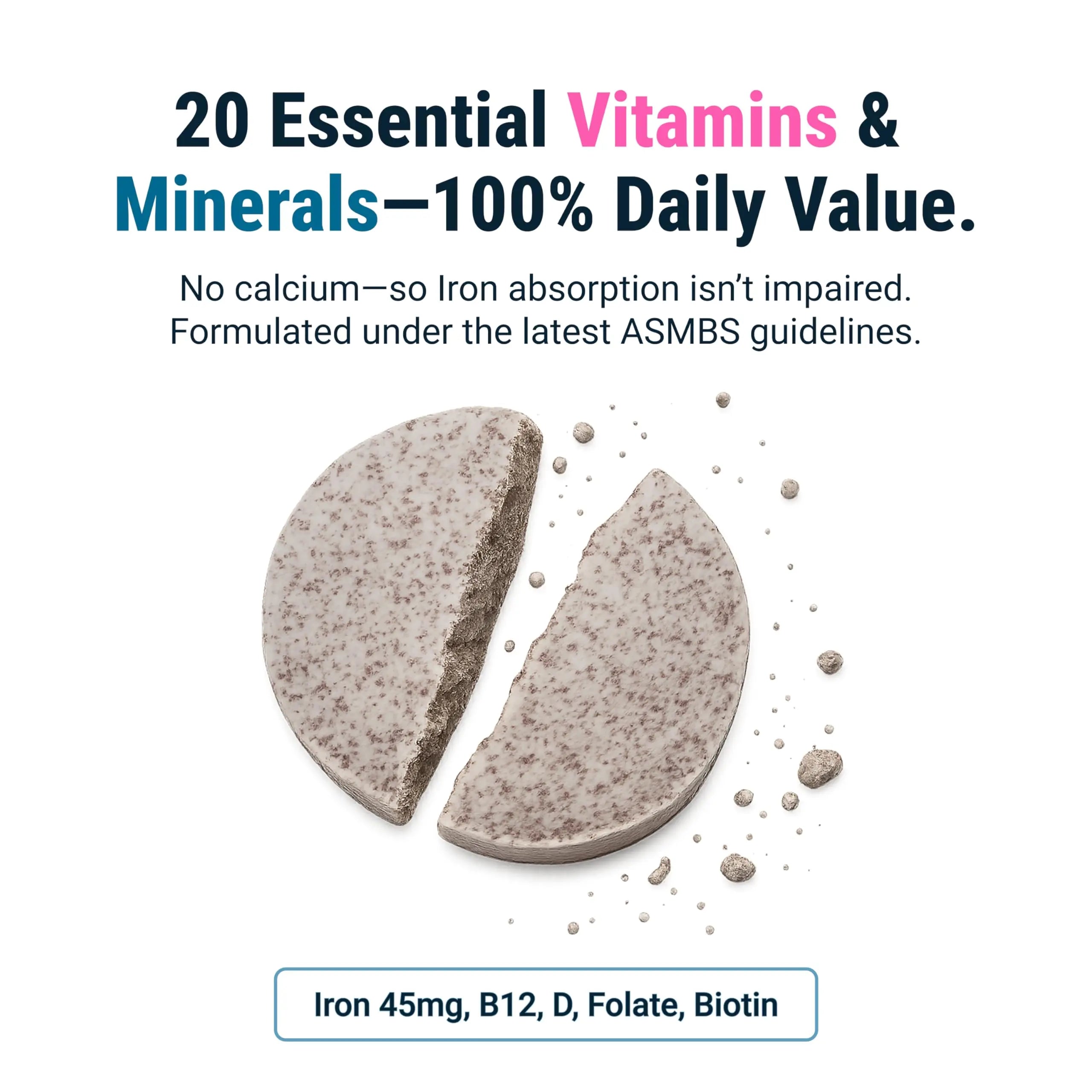 BariatricPal Multivitamin ONE 1 per Day! Bariatric Multivitamin Chewable with 45 mg of Iron | Orange Citrus | Vitamin for Bariatric Surgery Patients BariatricPal buy supplements canada