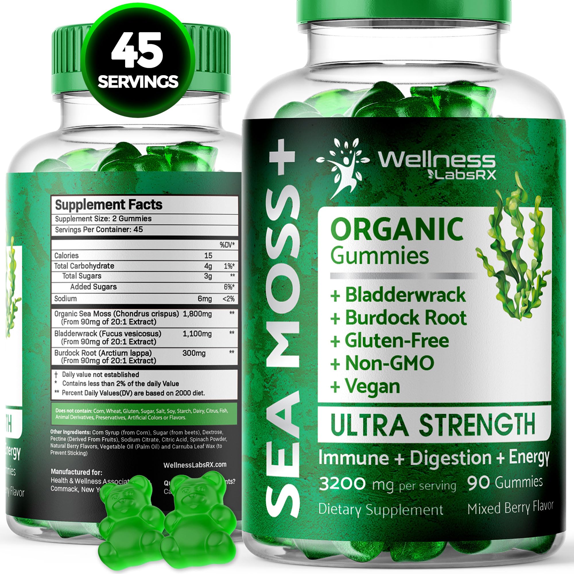 WELLNESS LABSRX Sea Moss Gummies, 3200mg Organic Seamoss, Irish Sea Moss WELLNESS LABSRX buy supplements canada