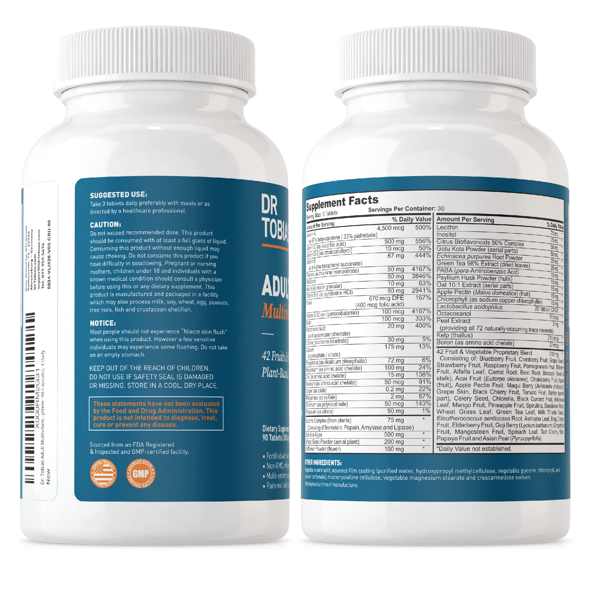 Dr. Tobias Adult Multivitamin for Women & Men, Energy & Immune Support from 42 Fruits Dr. Tobias buy supplements canada