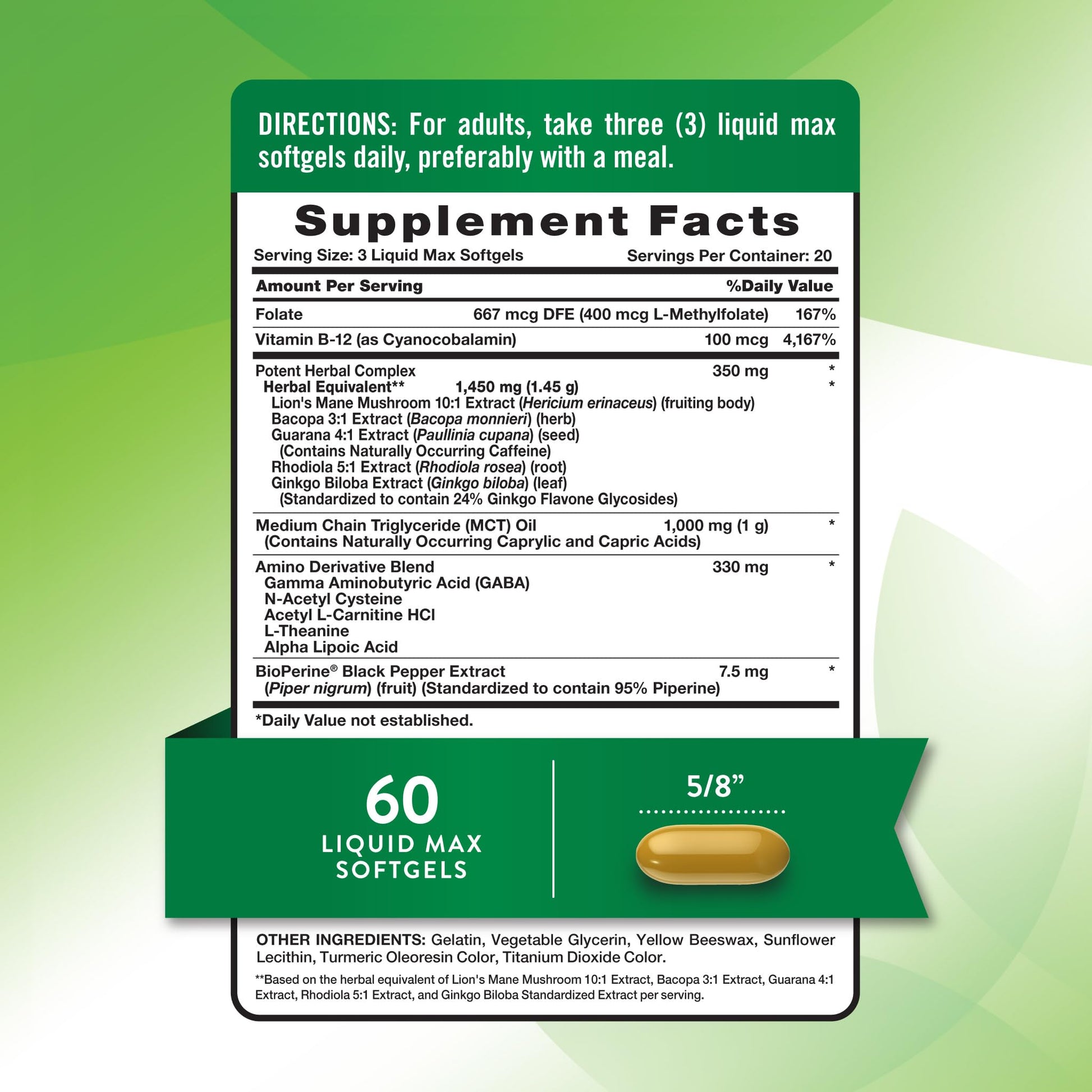 Nature's Truth Brain Up Softgels | 60 Count | with L-Theanine, Bacopa, B-12 & MCT | Non-GMO and Gluten Free Supplement Nature's Truth buy supplements canada