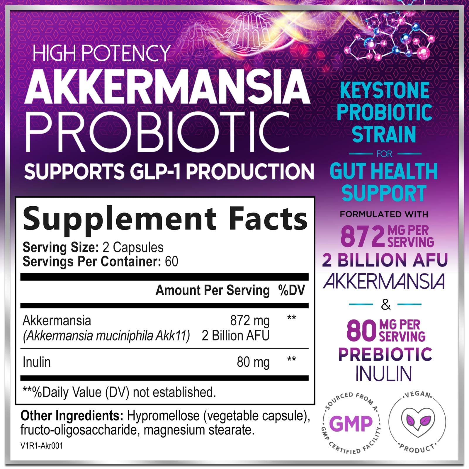 Akkermansia Probiotic - 2 Billion AFU per Serving - Best Strain for GLP-1 Production Support with Prebiotic Fiber for Natural Digestive & Gut Health Hello Lovely! buy supplements canada
