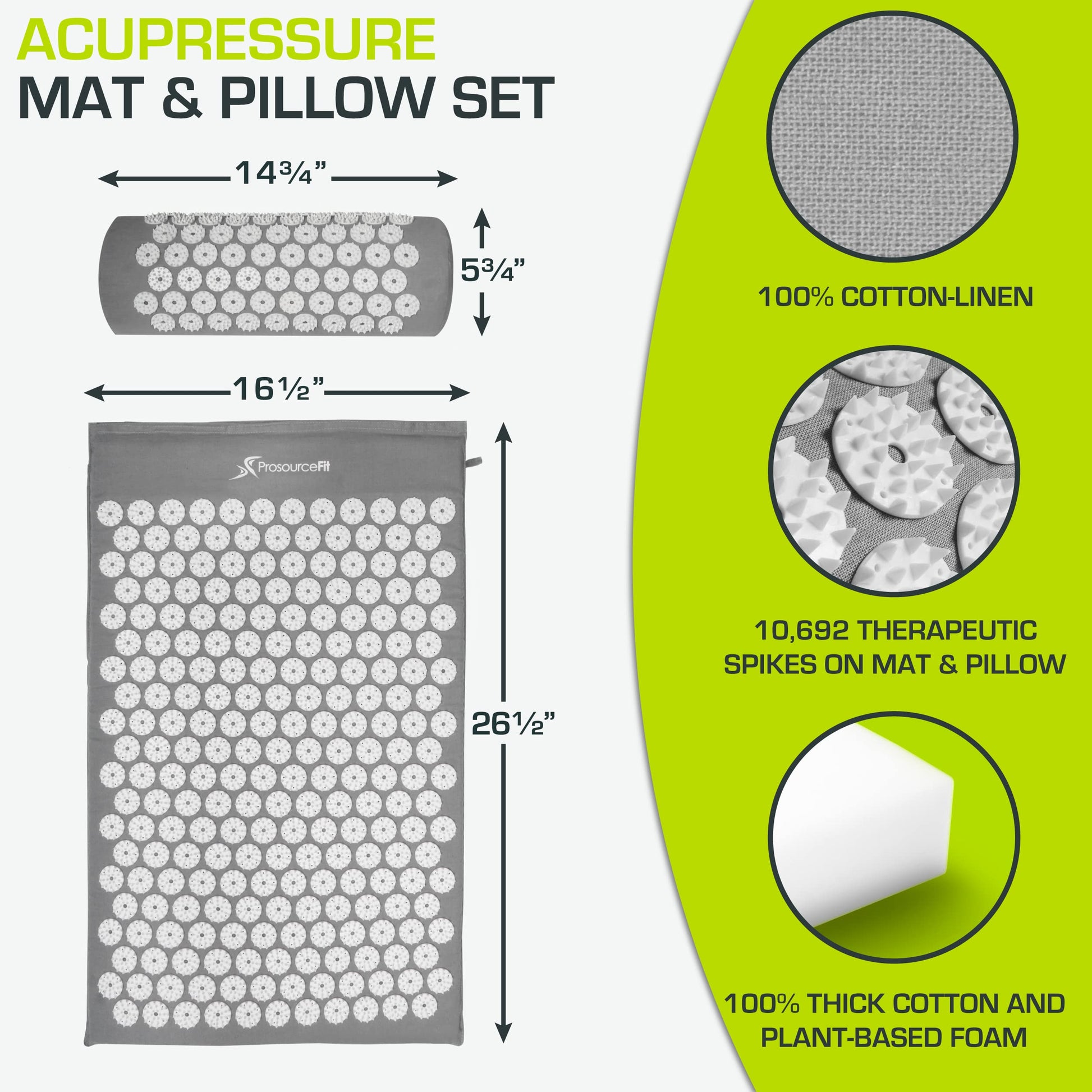 ProsourceFit Acupressure Mat and Pillow Set for Back/Neck Pain Relief and Muscle Relaxation ProsourceFit buy supplements canada