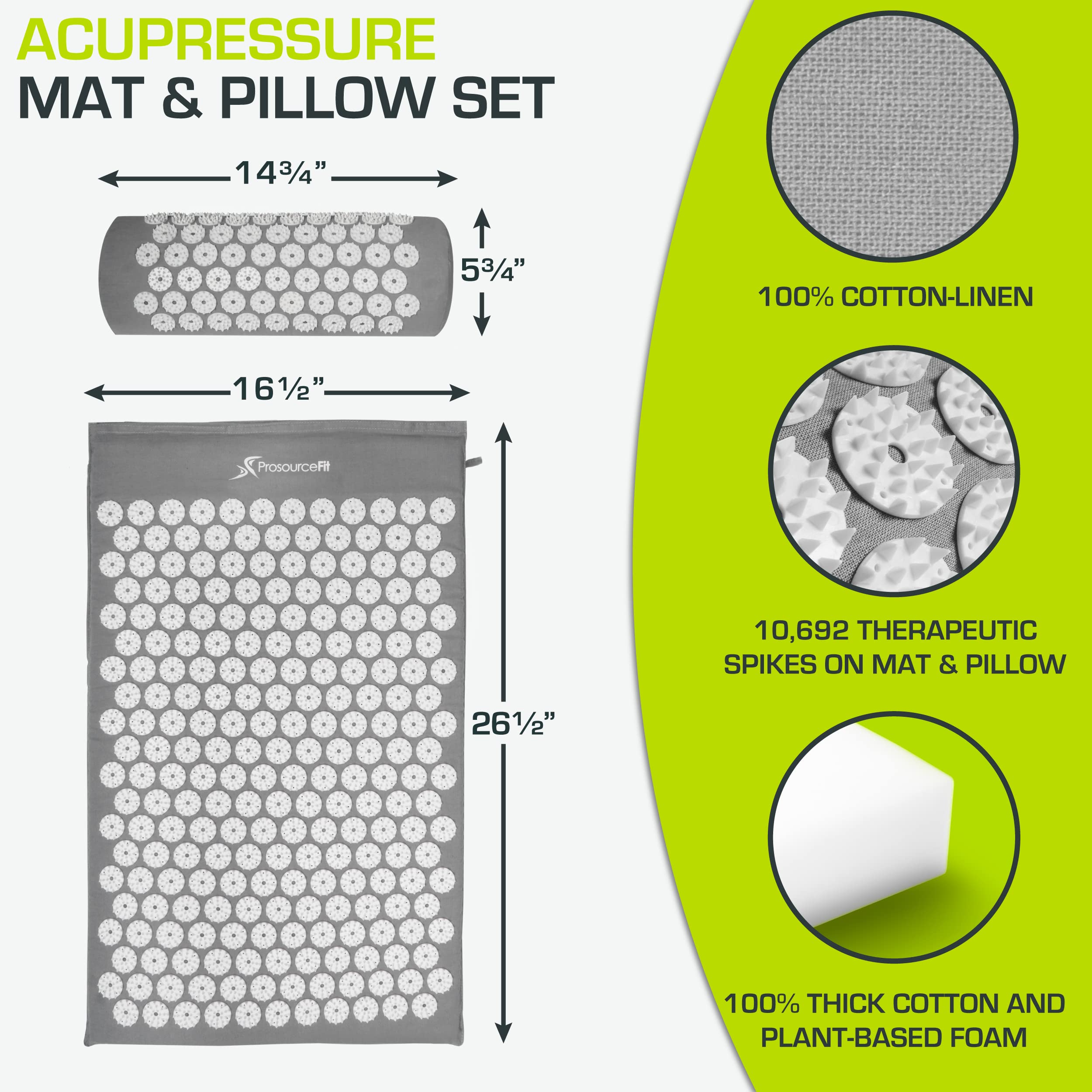 ProsourceFit Acupressure Mat and Pillow Set for Back/Neck Pain Relief and Muscle Relaxation ProsourceFit buy supplements canada