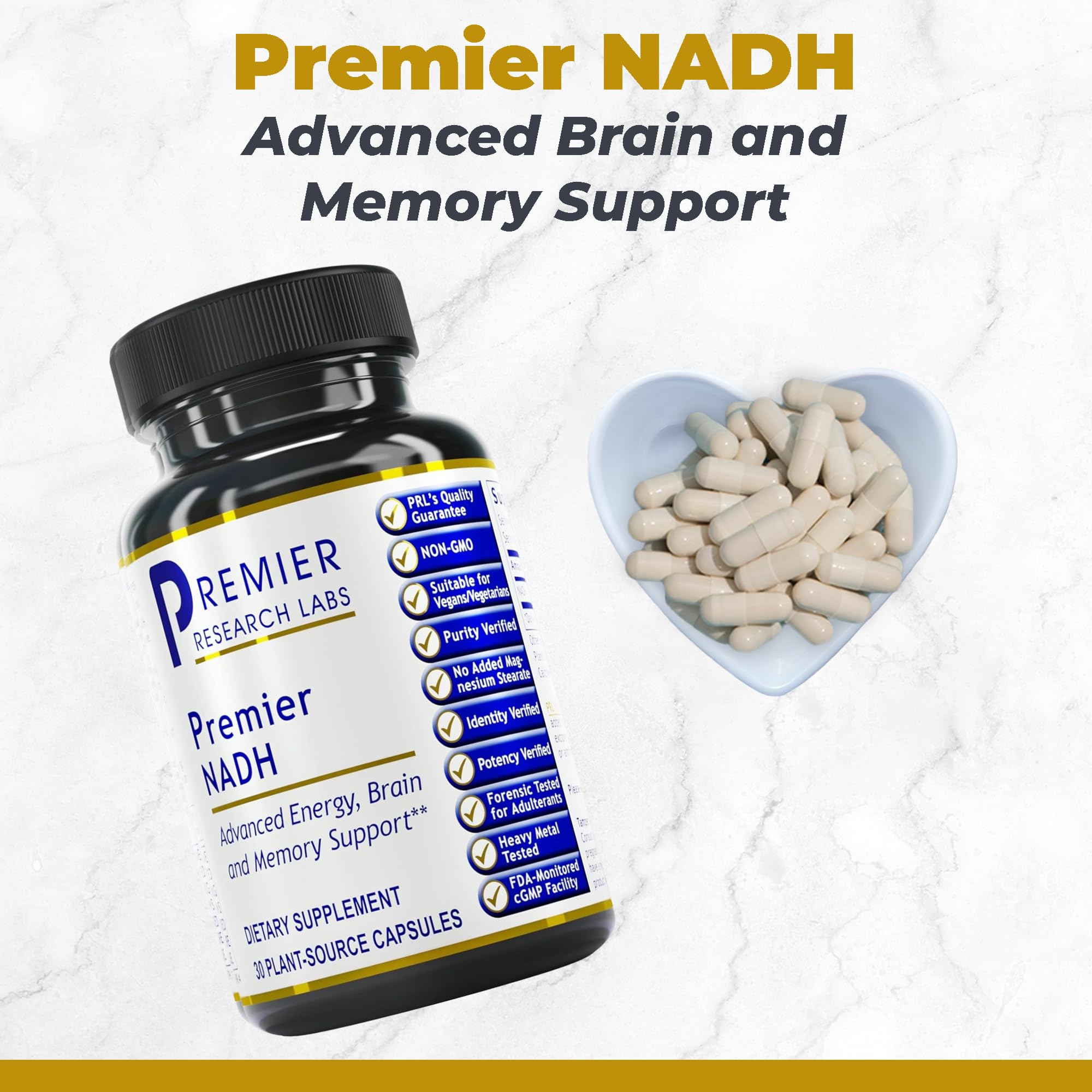 Premier Research Labs NADH - NADH Supplement, NAD Supplement for Men & Women, Nicotinamide Adenine Dinucleotide, Cell Regenerator, Respiratory Support - 30 Vegetarian Capsules Premier Research Labs buy supplements canada